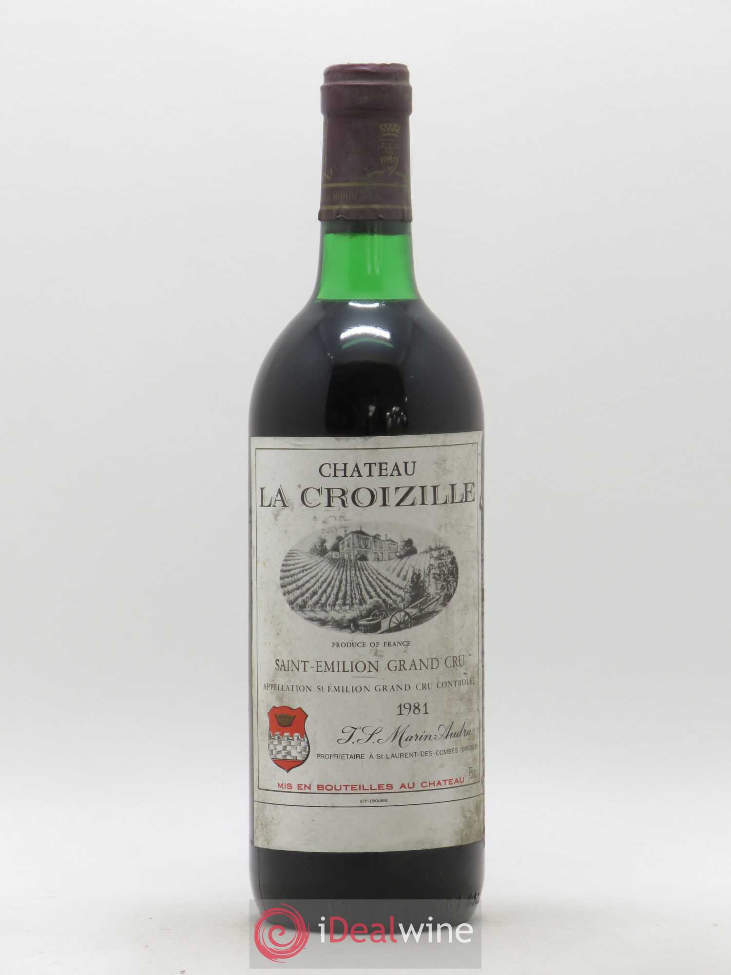 Saint-Émilion Grand Cru Château La Croizille 1981 - Lot de 1 bouteille - 0