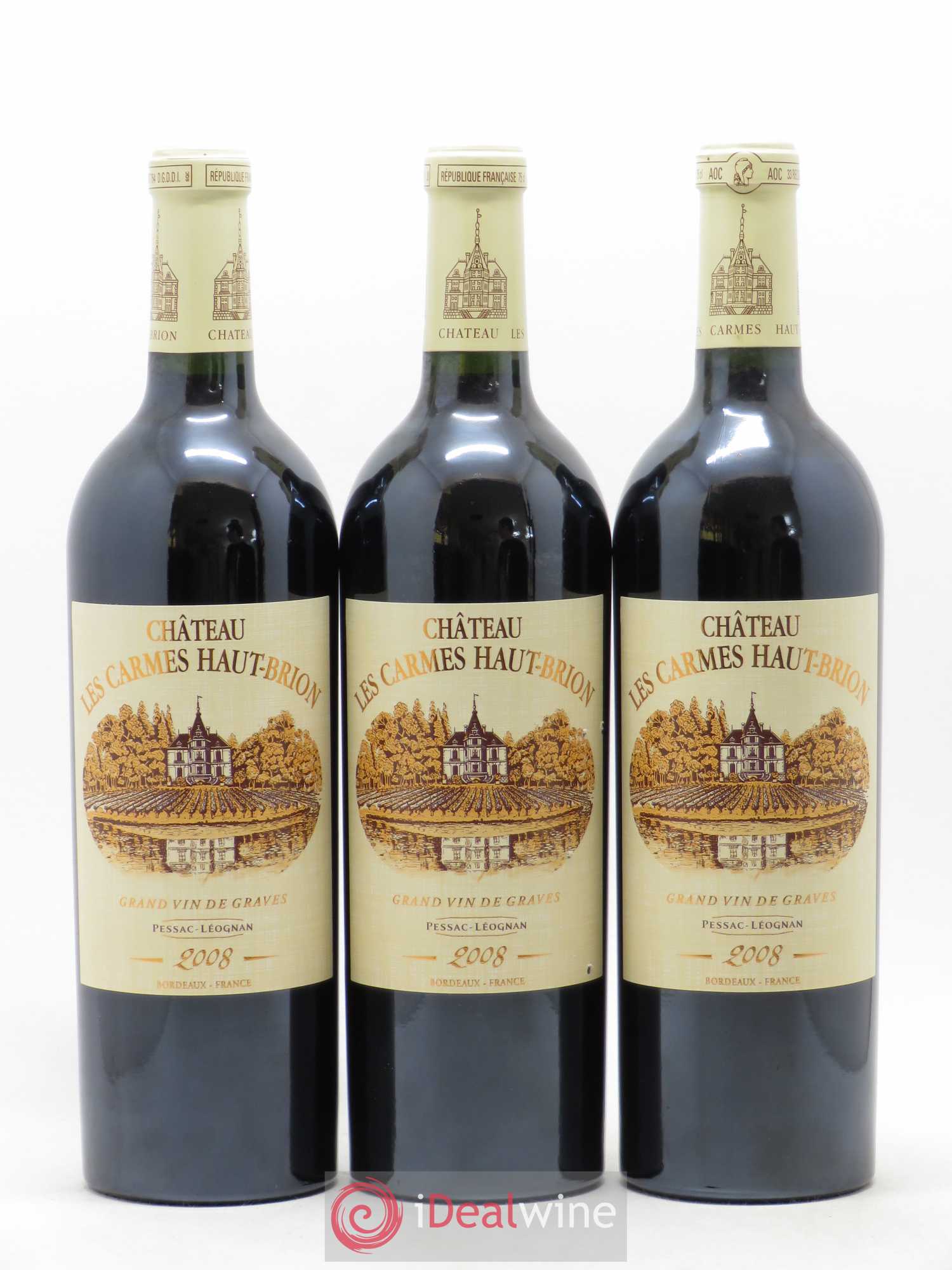Château Les Carmes Haut-Brion 2008 - Lot de 3 bouteilles - 0