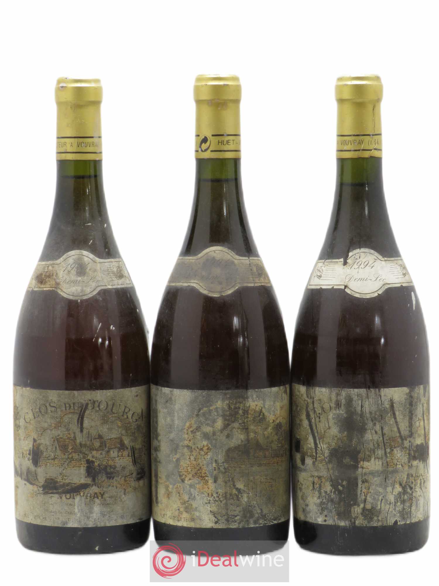 Vouvray Clos du Bourg Demi-Sec Domaine Huet (sans prix de réserve) 1994 - Lot de 3 bouteilles - 0