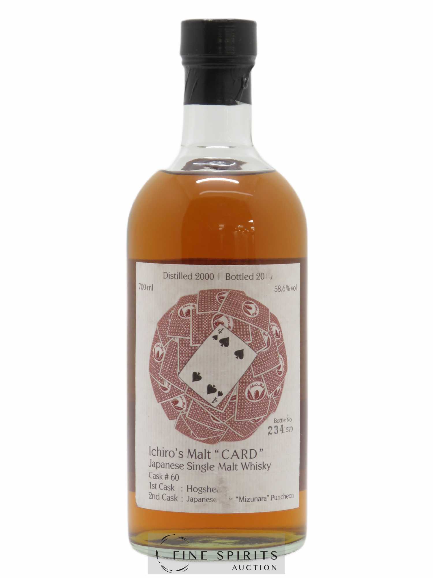 Ichiro's Malt 2000 Of. Four of Spade Cask n°60 - One of 570 - bottled 2010 Venture Whisky Card - Lot de 1 bouteille - 0