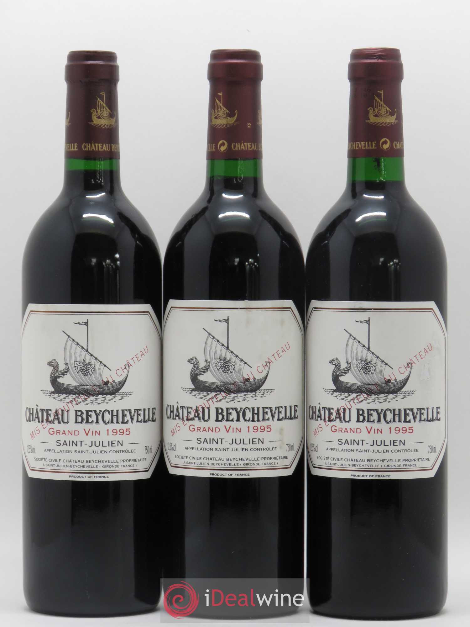 Château Beychevelle 4ème Grand Cru Classé 1995 - Lot de 3 bouteilles - 0