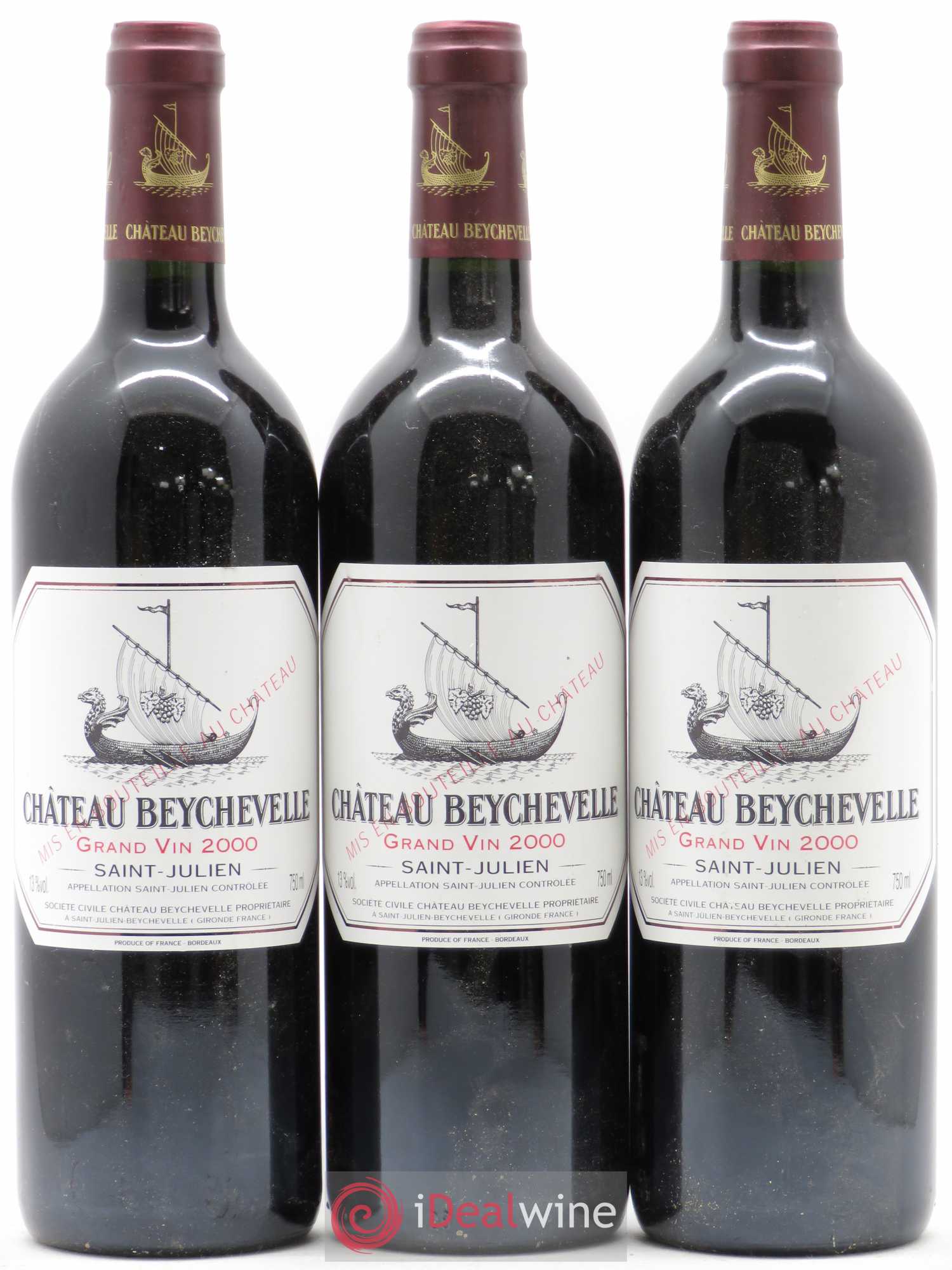Château Beychevelle 4ème Grand Cru Classé 2000 - Lot de 3 bouteilles - 0