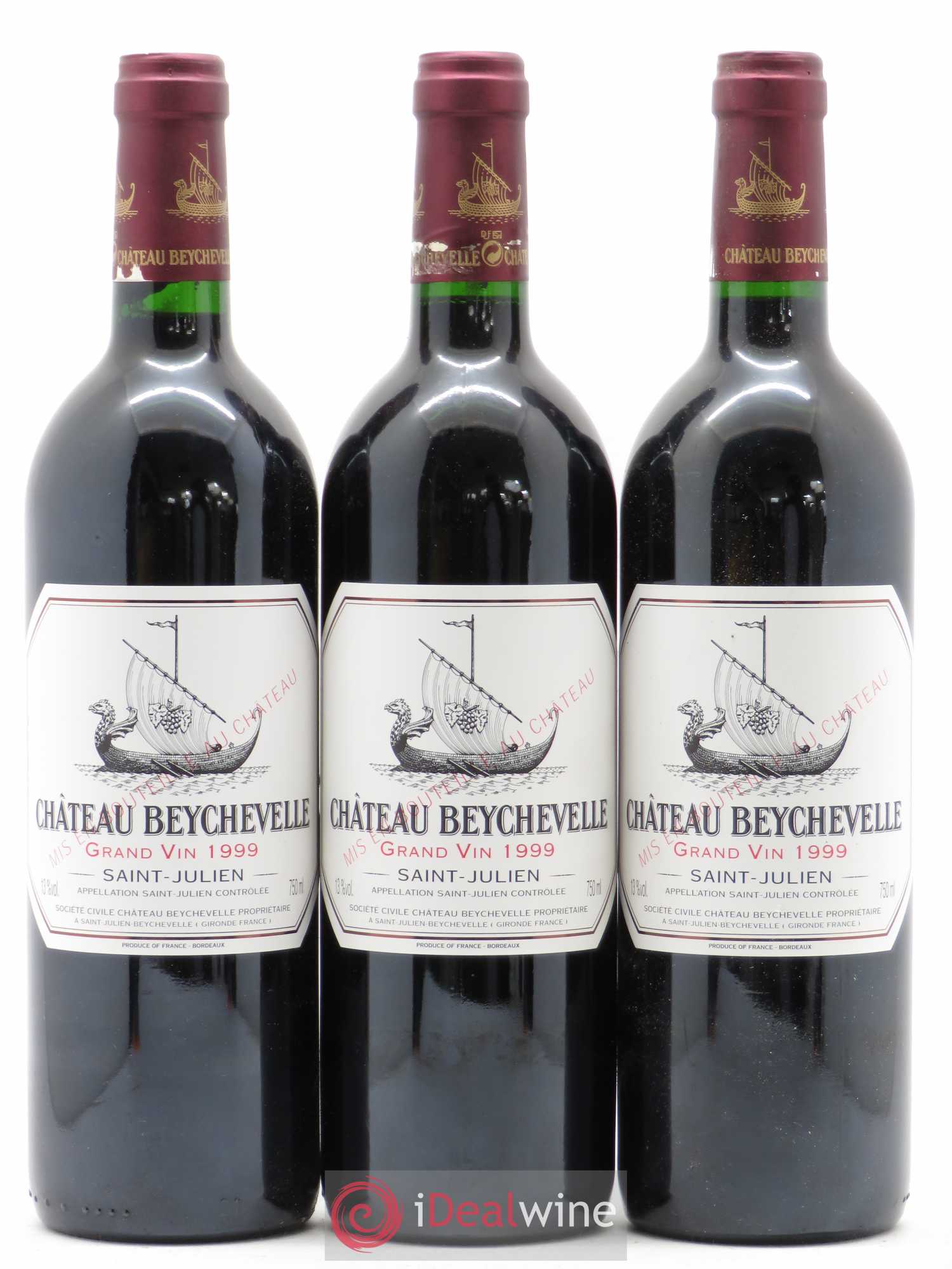 Château Beychevelle 4ème Grand Cru Classé 1999 - Lot de 3 bouteilles - 0
