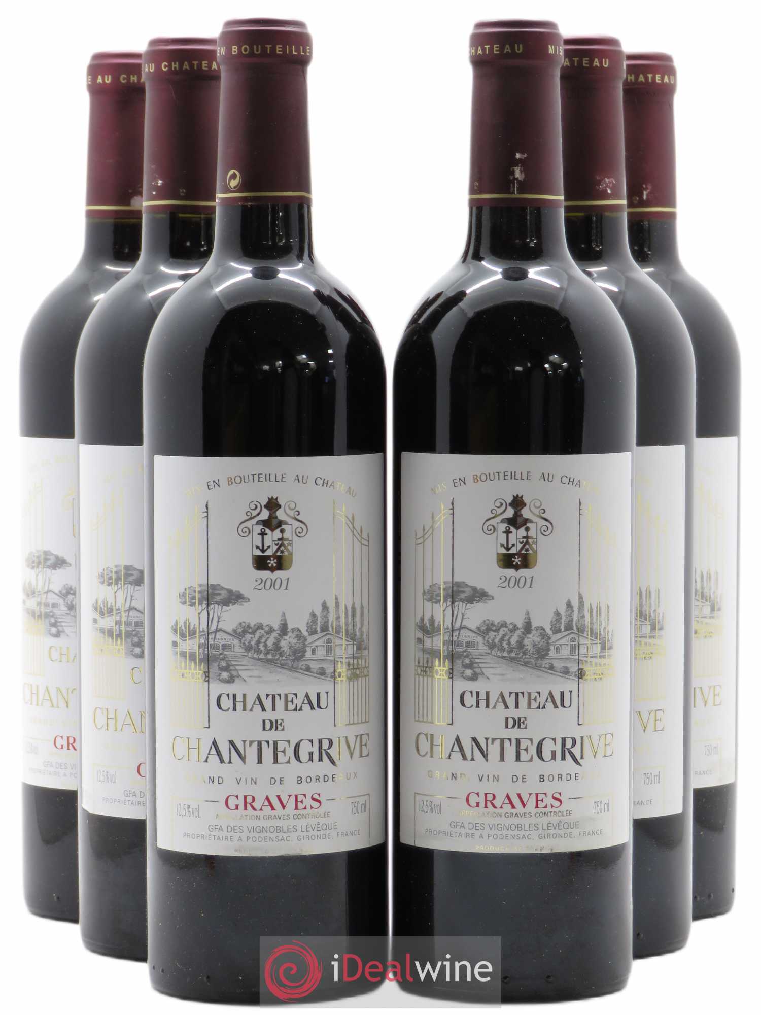Château de Chantegrive 2001 - Lot de 6 bouteilles - 0