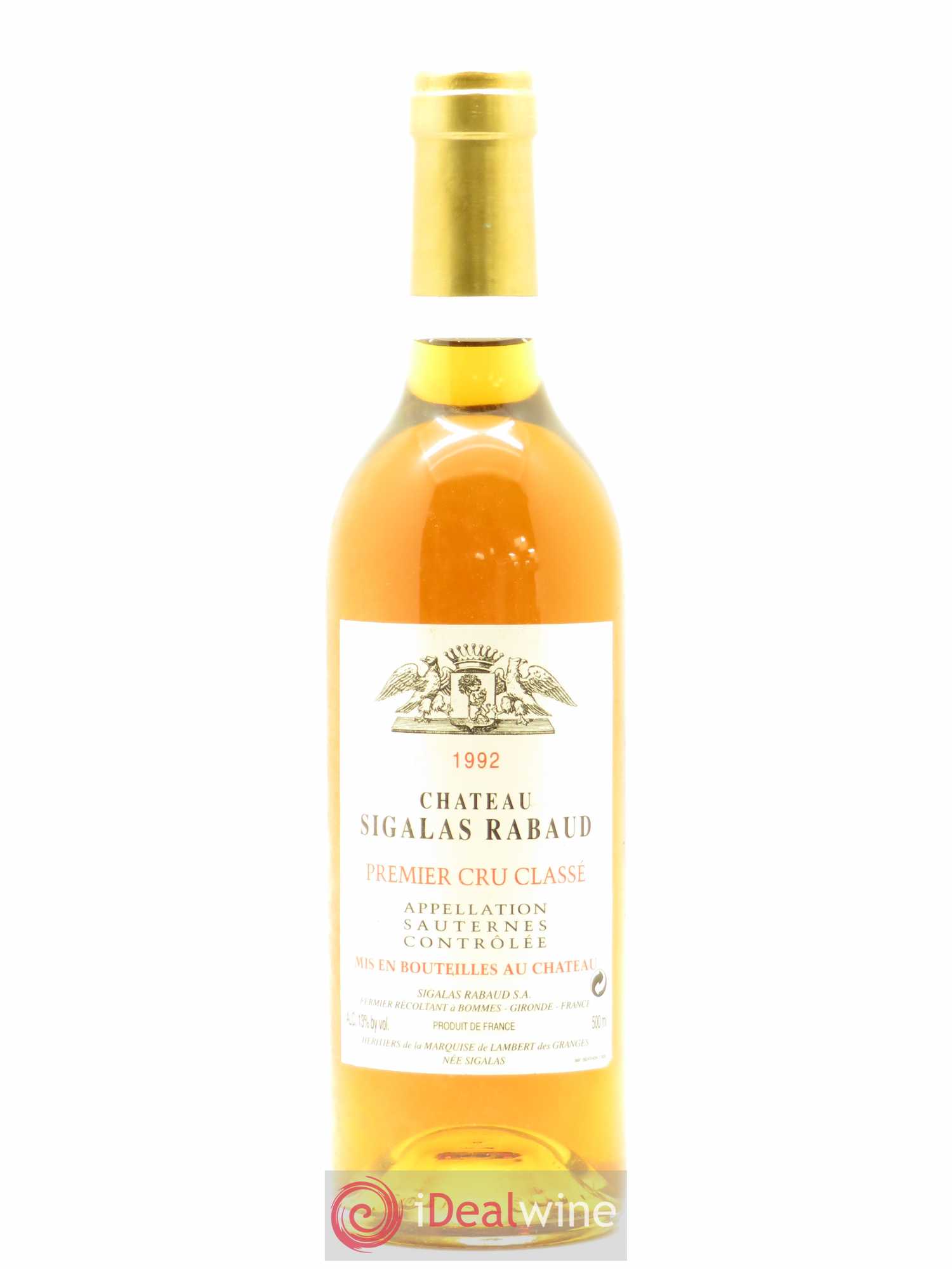 Château Sigalas Rabaud 1er Grand Cru Classé 50 cL 1992 - Lotto di 1 bottiglia - 0