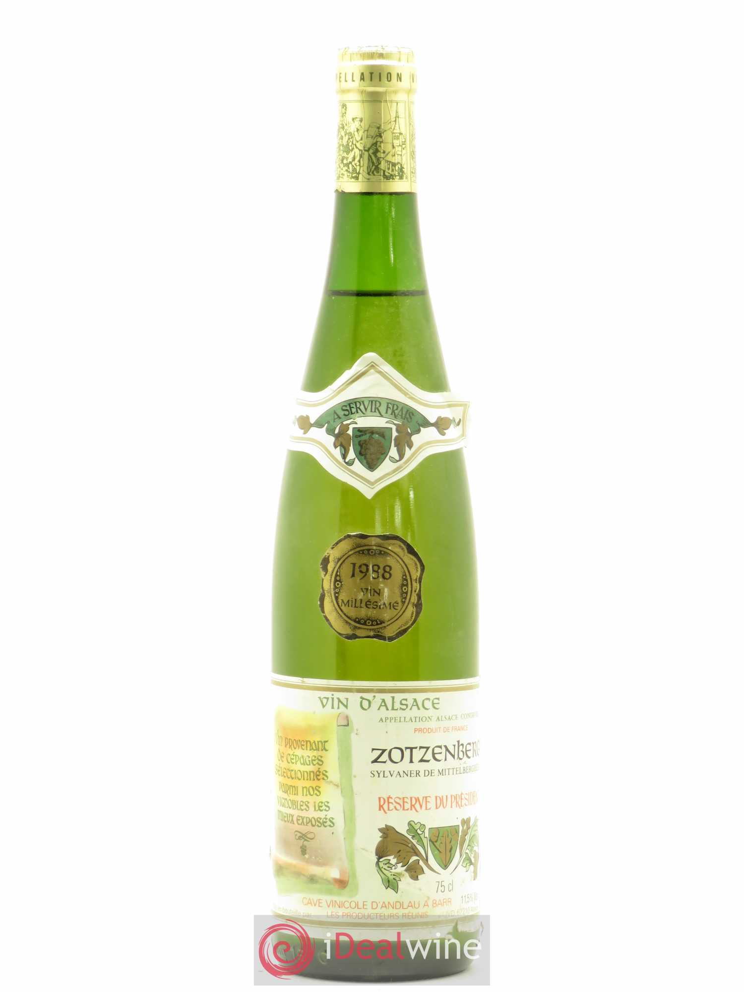 Sylvaner Zotzenberg de Mittelbergheim Reserve du President A Servir Frais 1988 - Posten von 1 Flasche - 0