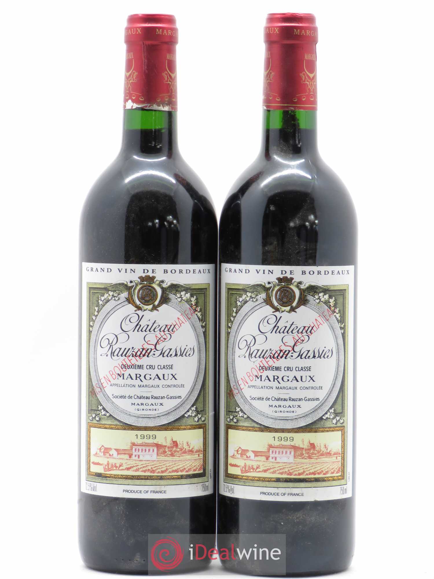 Château Rauzan-Gassies 2ème Grand Cru Classé 1999 - Lot de 2 bouteilles - 0