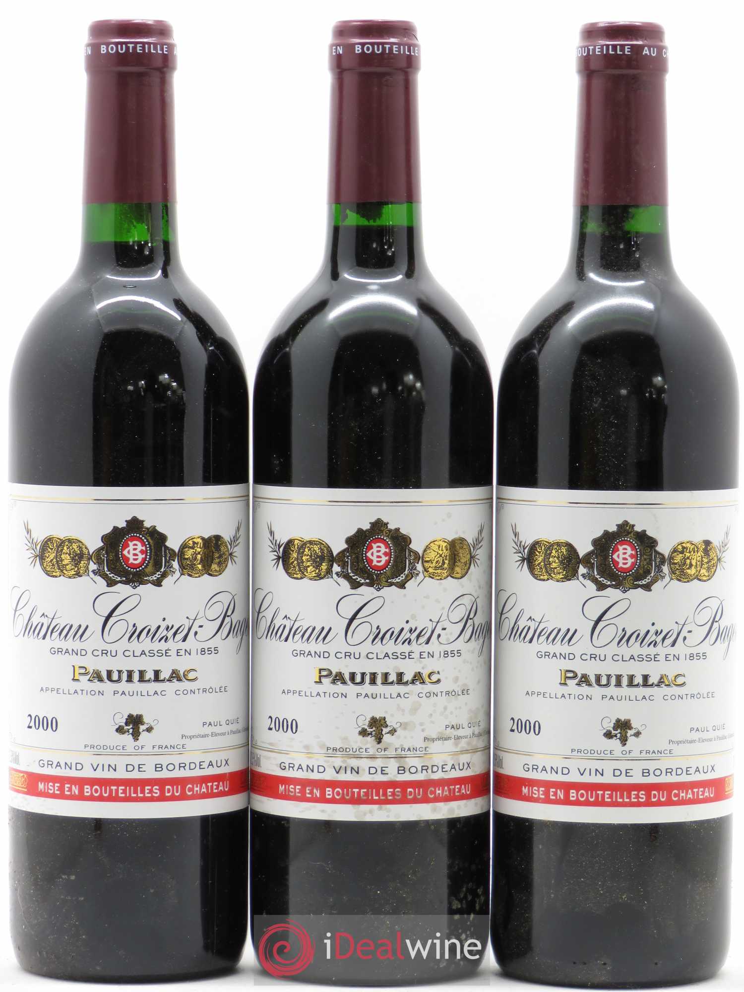 Château Croizet Bages 5ème Grand Cru Classé 2000 - Lot de 3 bouteilles - 0