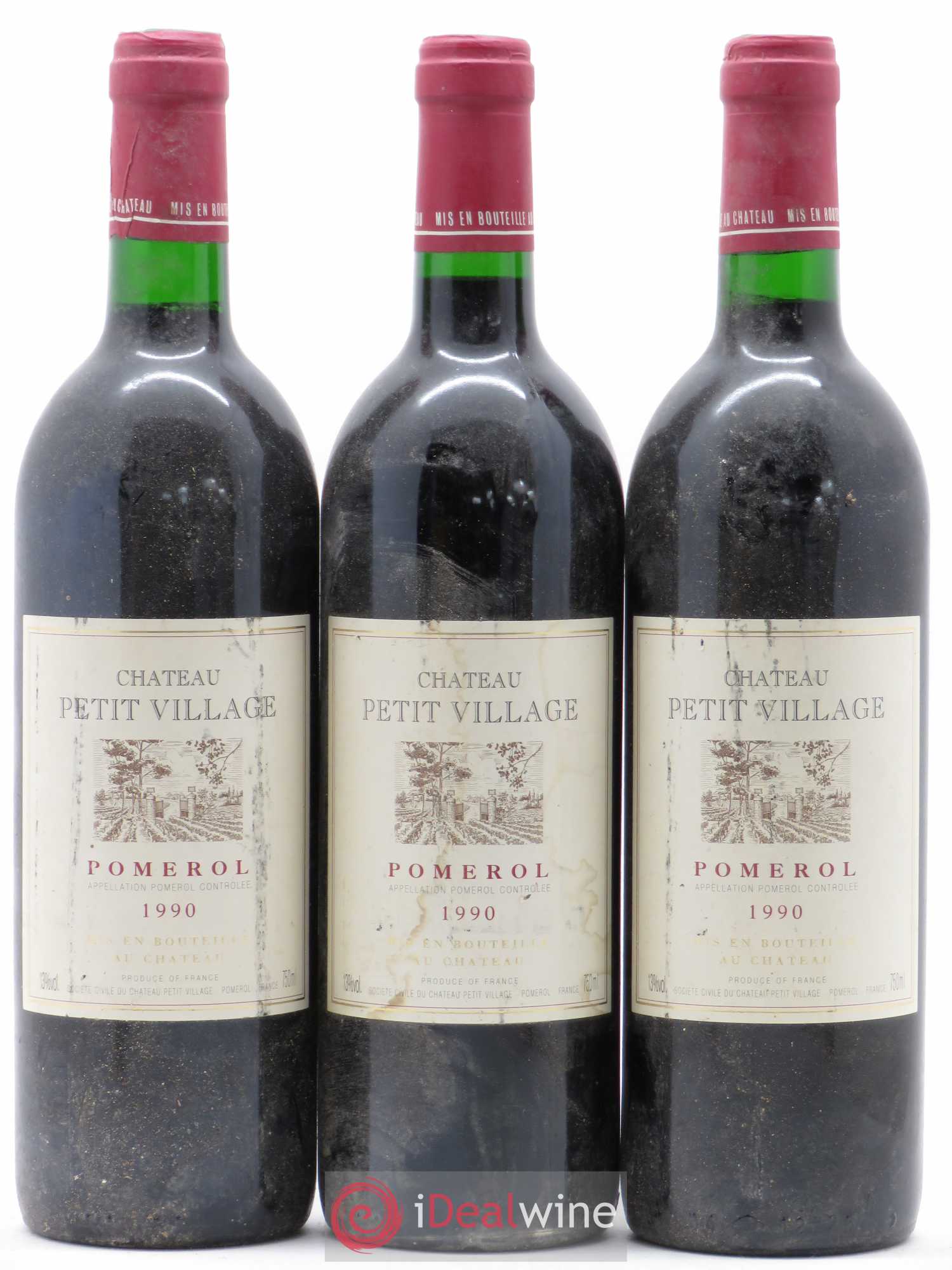 Château Petit Village 1990 - Lot de 3 bouteilles - 0