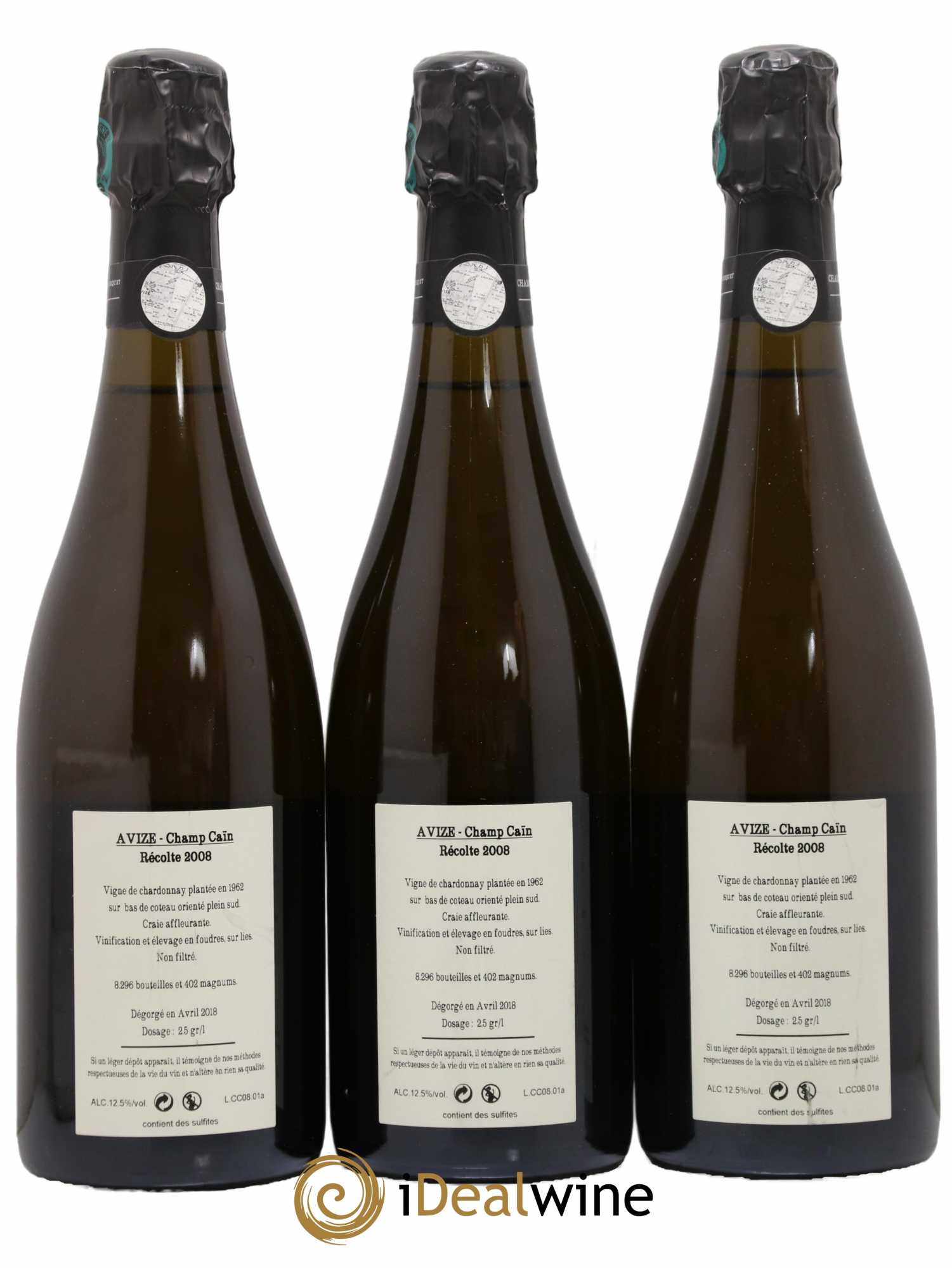 Avize Champ Caïn Extra-Brut Jacquesson 2008 - Lot de 3 bouteilles - 1