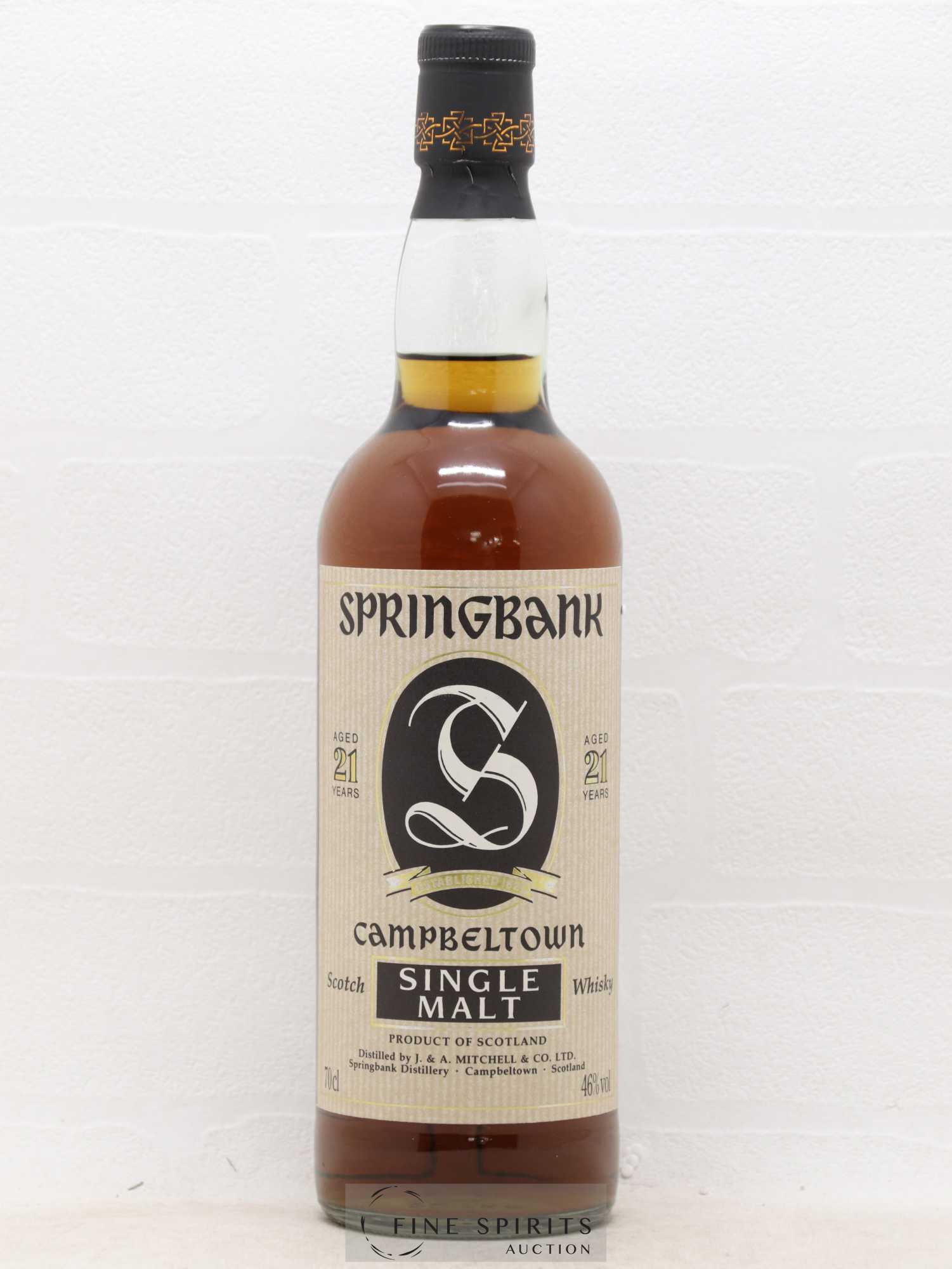 Springbank 21 years Of. Parchment Label SOC. AUXIL import - Lot de 1 bouteille - 1
