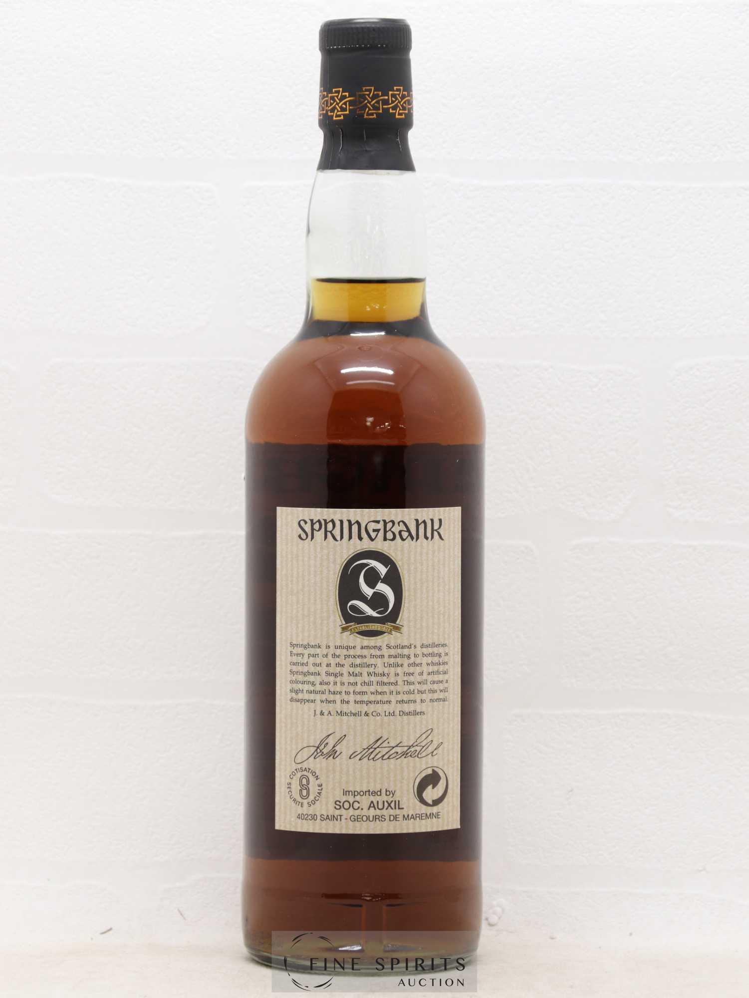 Springbank 21 years Of. Parchment Label SOC. AUXIL import - Lot de 1 bouteille - 2