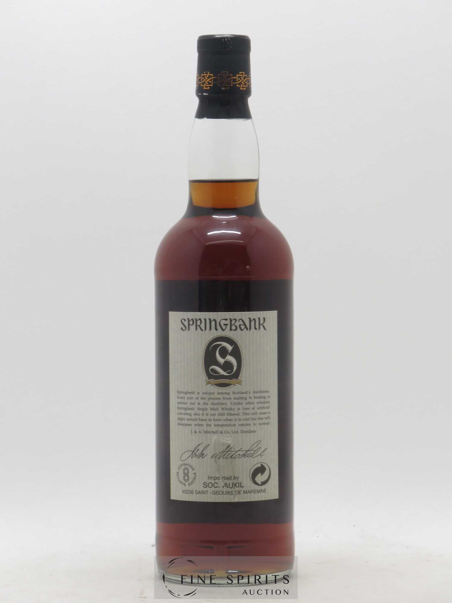 Springbank 21 years Of. Parchment Label SOC. AUXIL import - Lot de 1 bouteille - 2