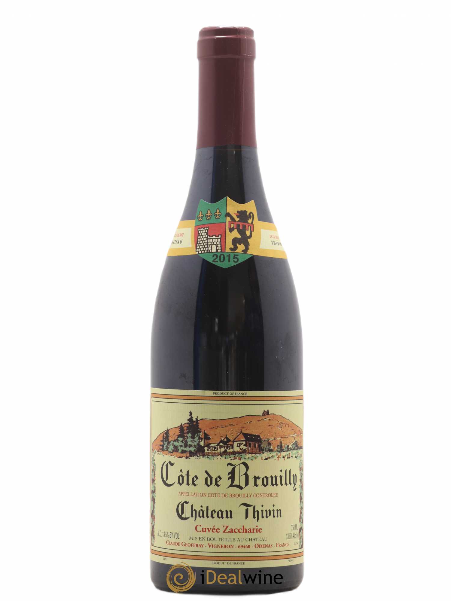 Côte de Brouilly Cuvée Zaccharie Château Thivin 2015 - Lot de 1 bouteille - 0