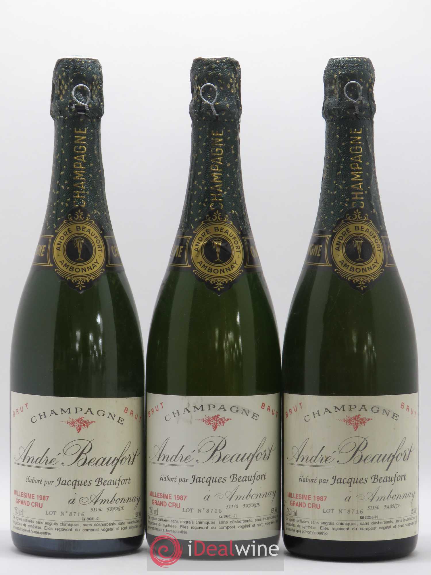 Champagne André Beaufort Brut Prestige 1987 - Posten von 3 Flaschen - 0