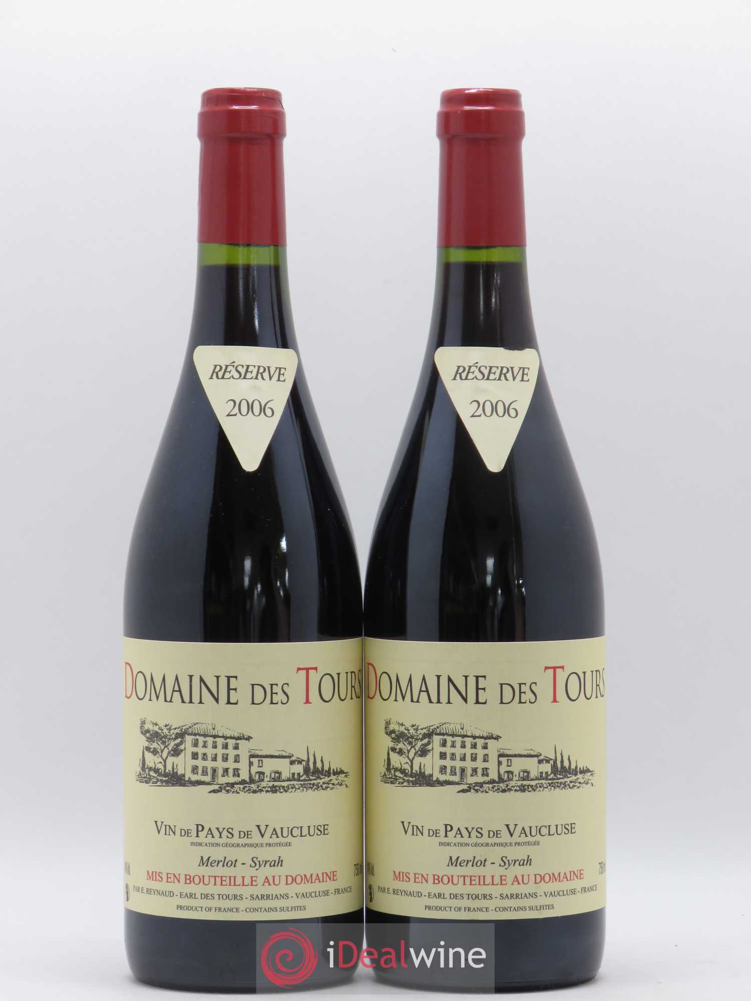 Vaucluse Domaine des Tours Merlot-Syrah Emmanuel Reynaud 2006 - Lot de 2 bouteilles - 0