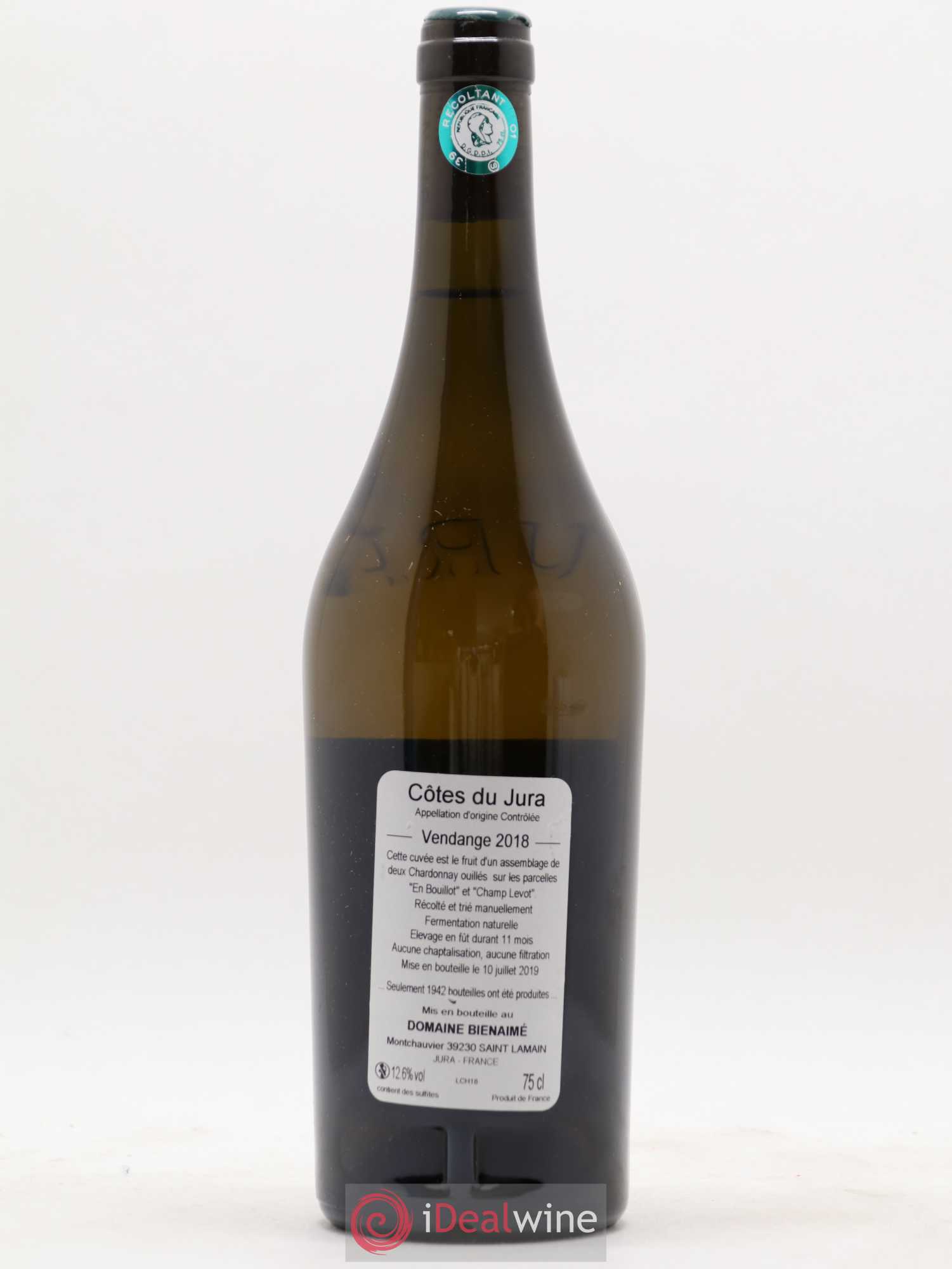 Côtes du Jura Chardonnay Bruno Bienaimé 2018 - Lot de 1 bouteille - 1