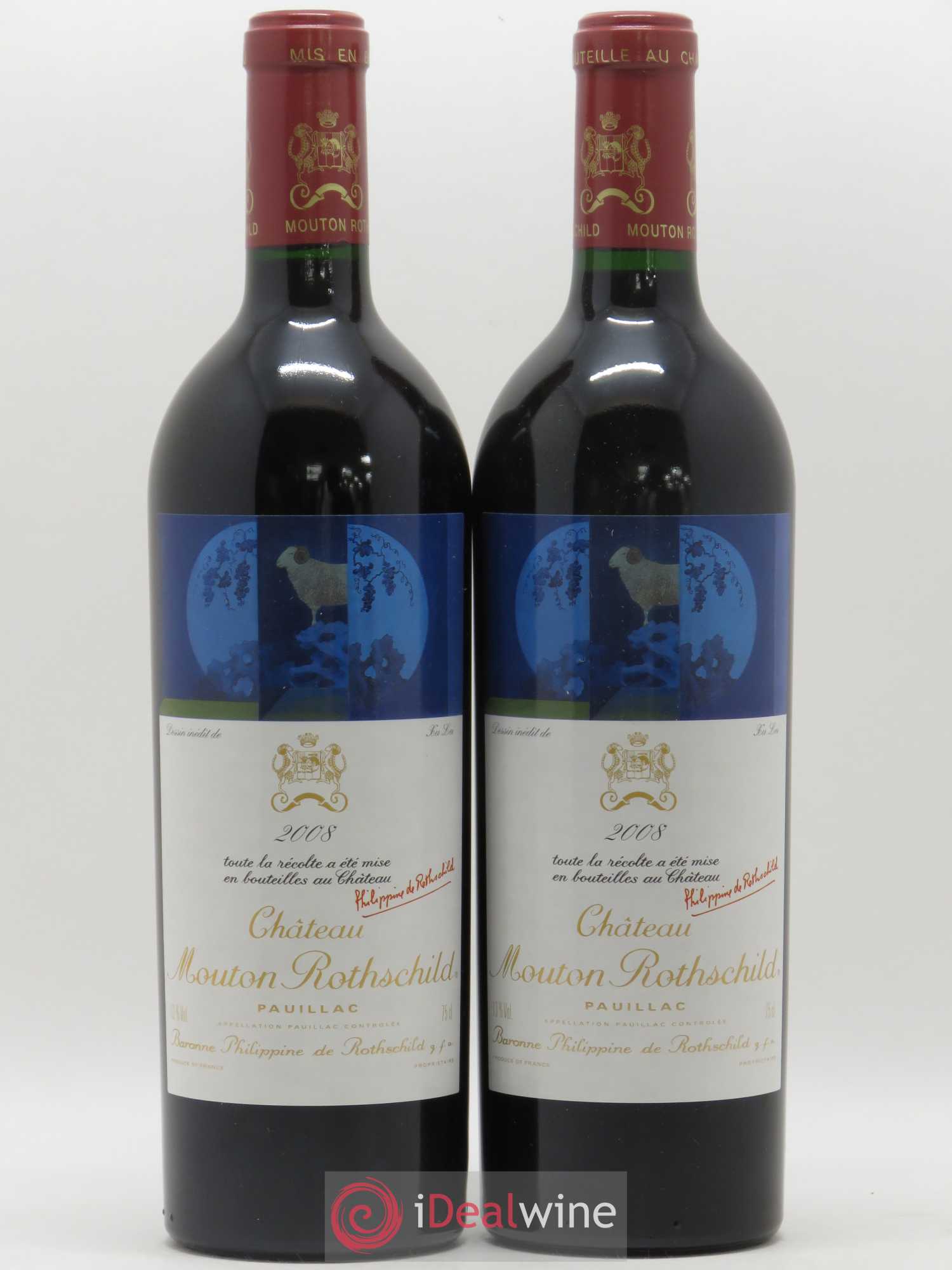 Château Mouton Rothschild 1er Grand Cru Classé 2008 - Lot de 2 bouteilles - 0
