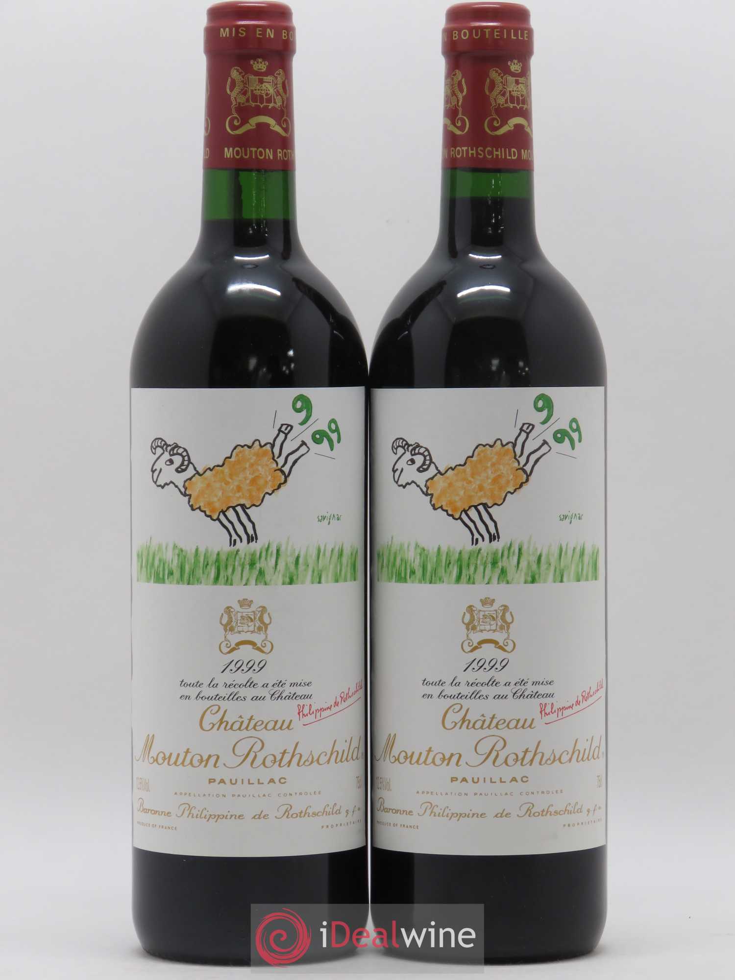 Château Mouton Rothschild 1er Grand Cru Classé 1999 - Lot de 2 bouteilles - 0