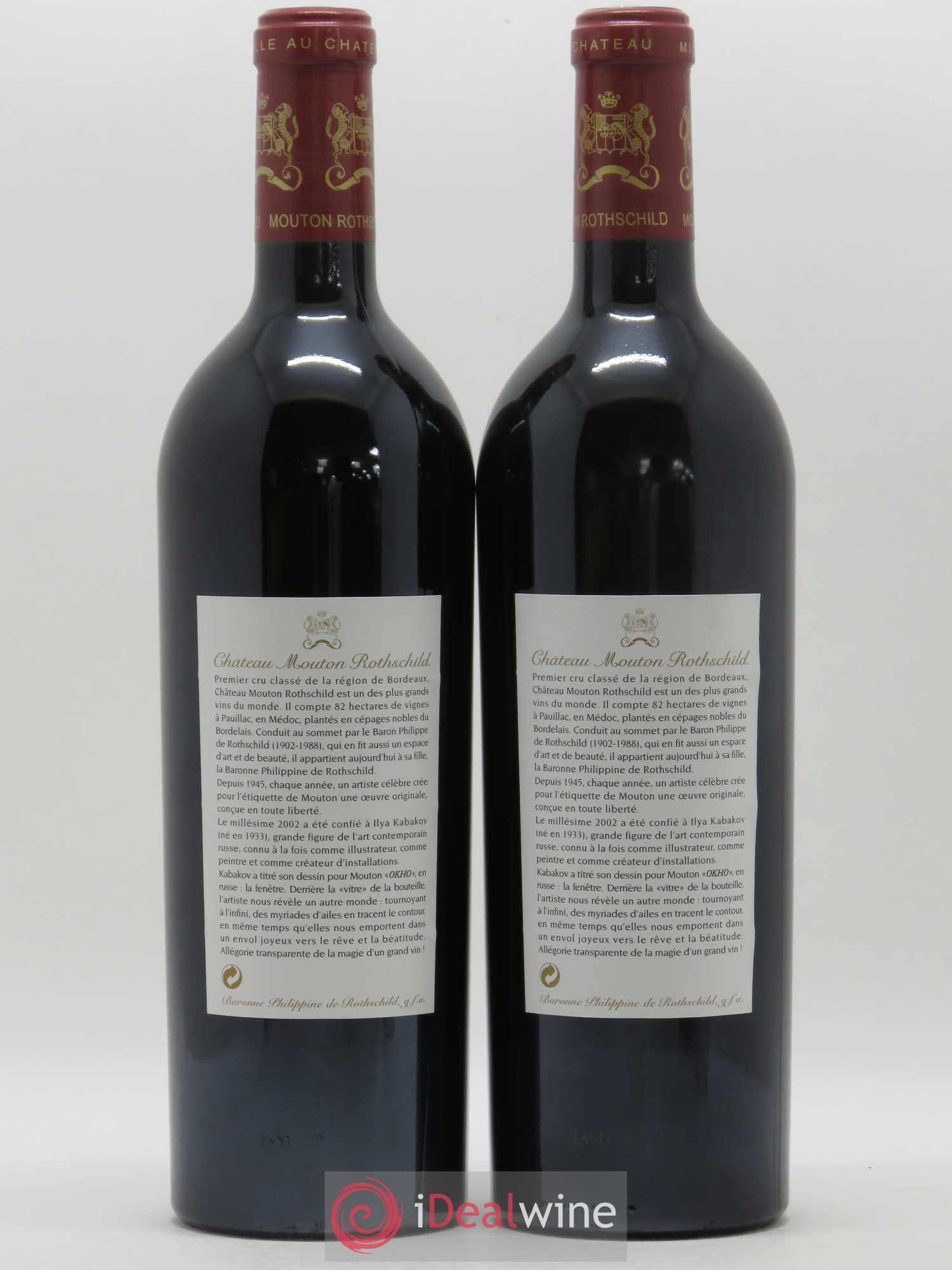 Château Mouton Rothschild 1er Grand Cru Classé 2002 - Lot de 2 bouteilles - 1