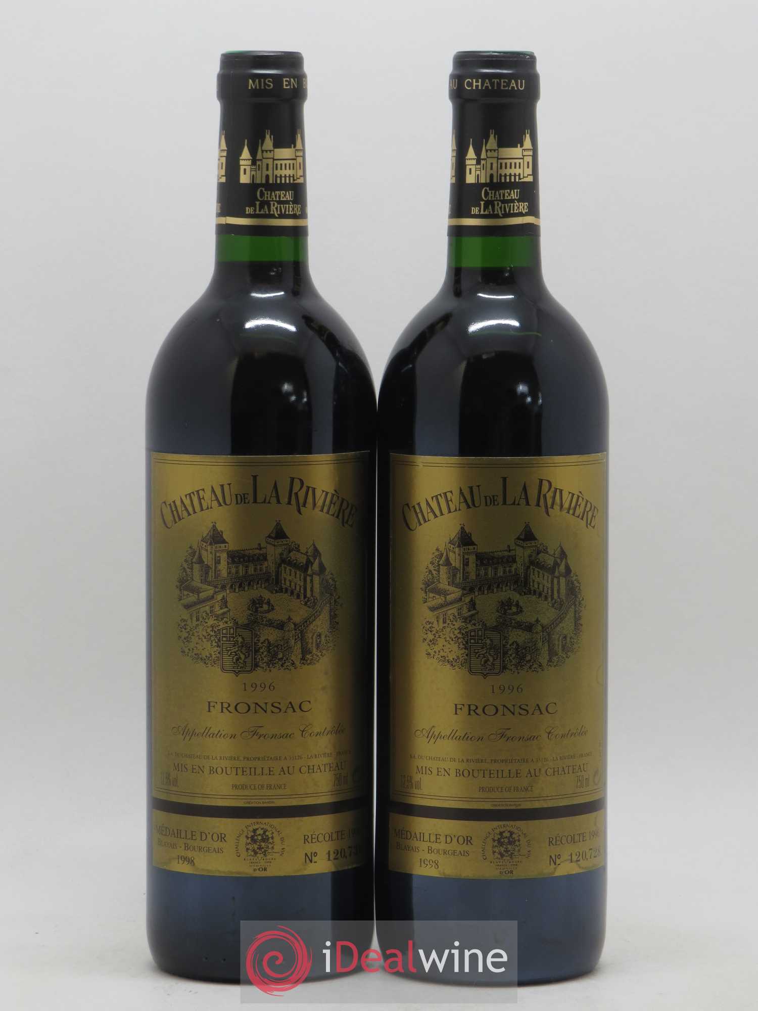 Château de La Rivière (sans prix de réserve) 1996 - Lot de 2 bouteilles - 0
