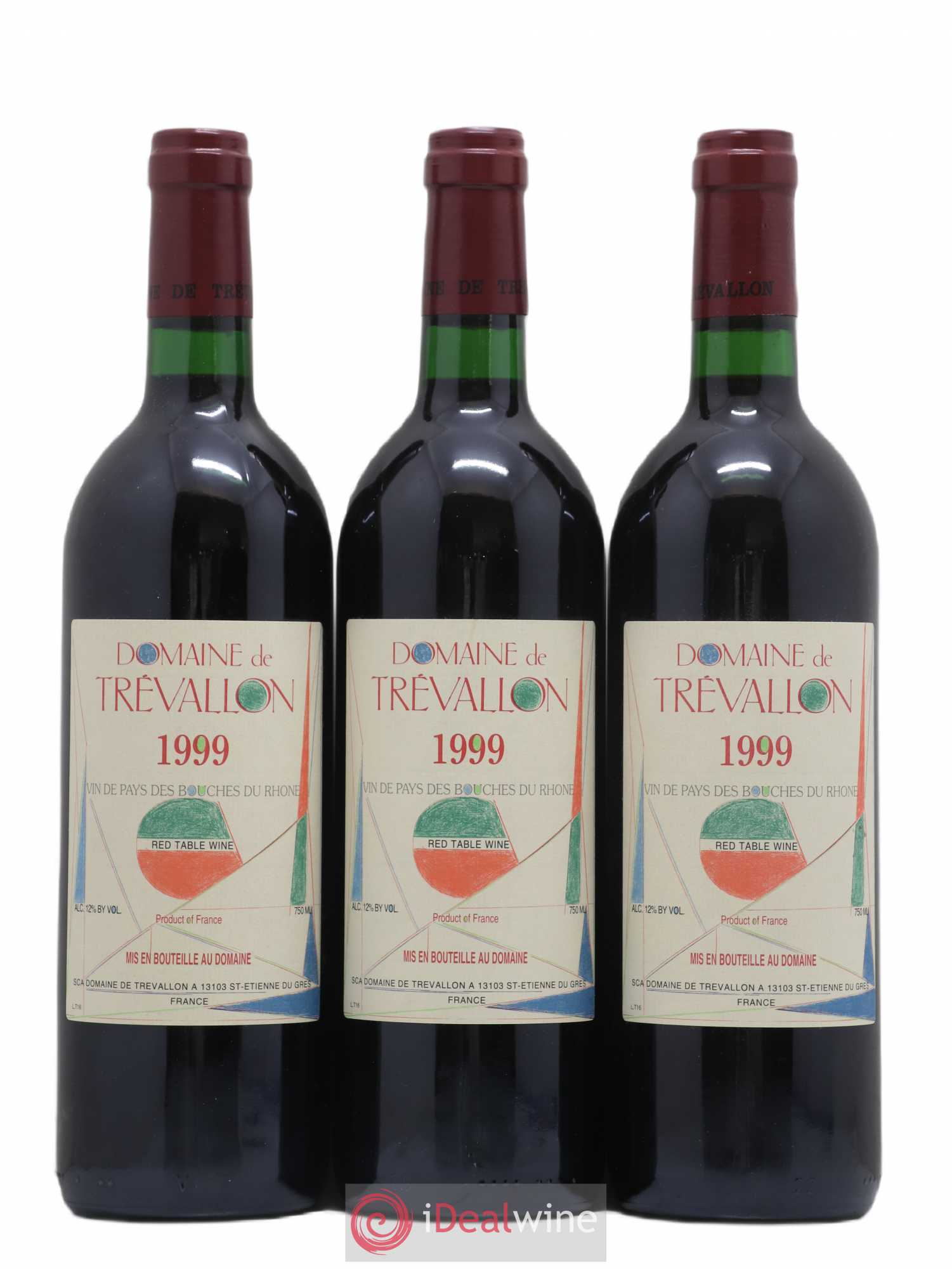 VDP Bouches du Rhône Trévallon (Domaine de) Eloi Dürrbach 1999 - Lot de 3 bouteilles - 0