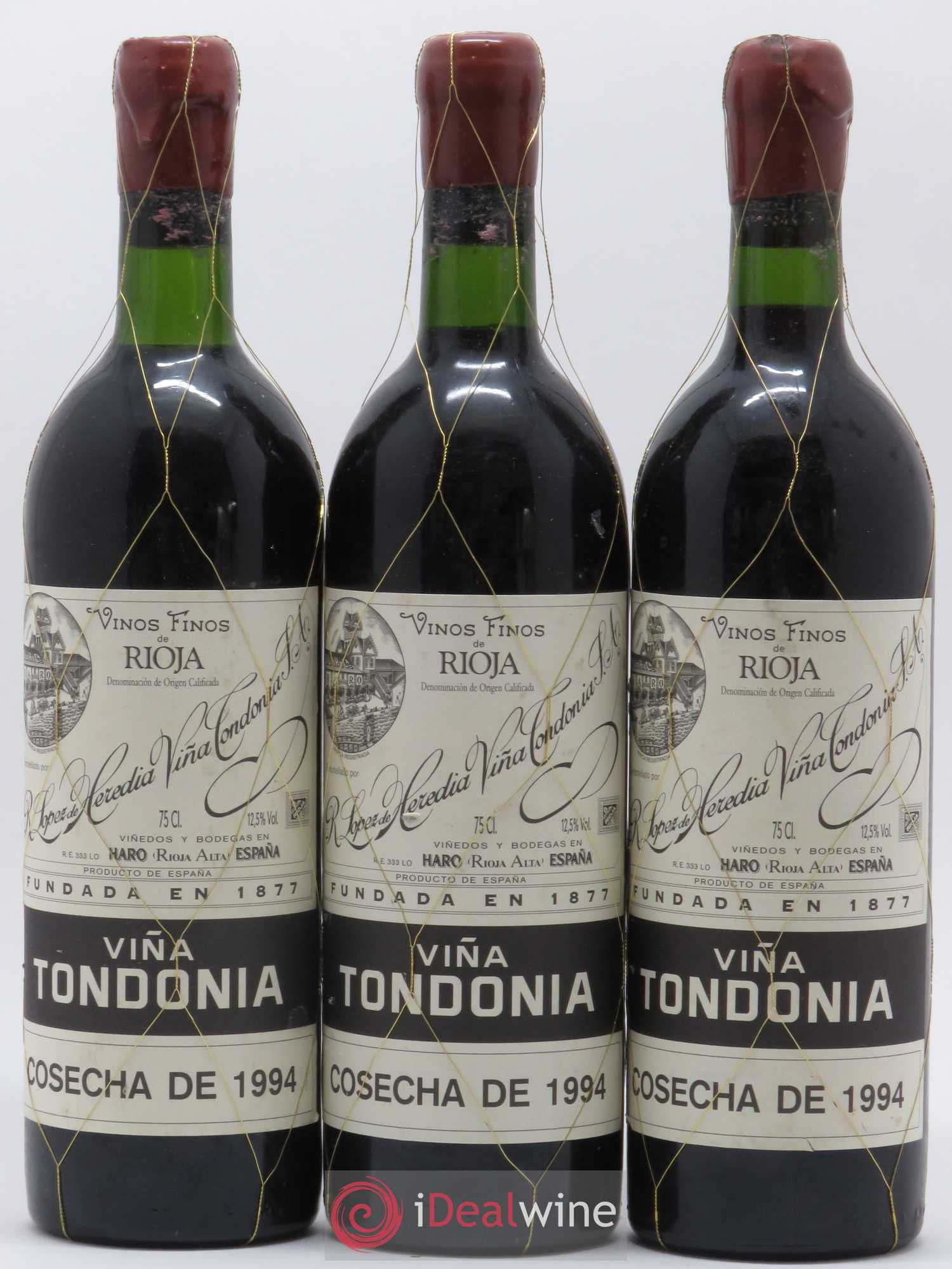 Rioja Gran Reserva Vina Tondonia R. Lopez de Heredia 1994 - Lot de 3 bouteilles - 0
