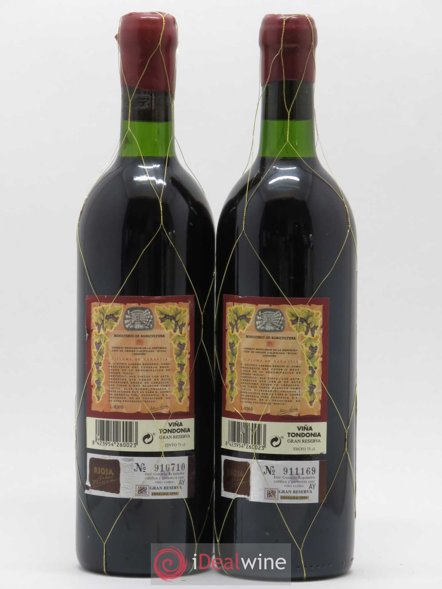 Rioja Gran Reserva Vina Tondonia R. Lopez de Heredia 1995 - Lot de 2 bouteilles - 1