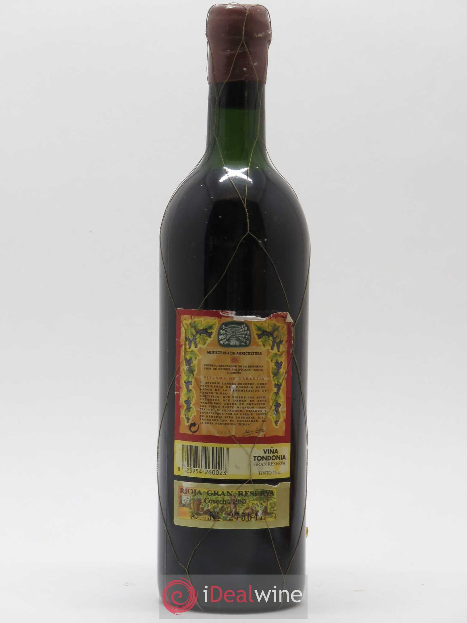 Rioja Gran Reserva Vina Tondonia R. Lopez de Heredia 1985 - Lot de 1 bouteille - 1