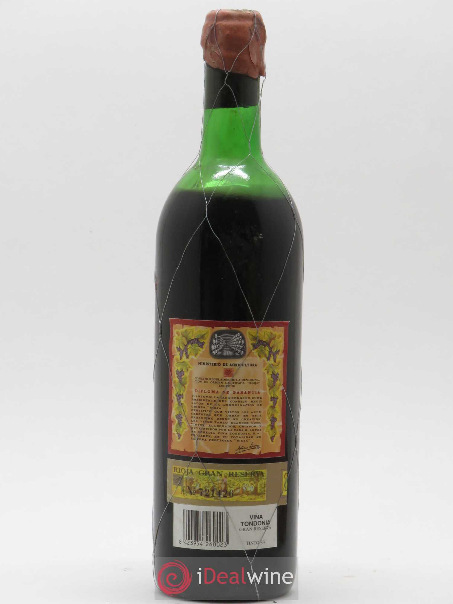 Rioja Gran Reserva Vina Tondonia R. Lopez de Heredia 1976 - Lot de 1 bouteille - 1