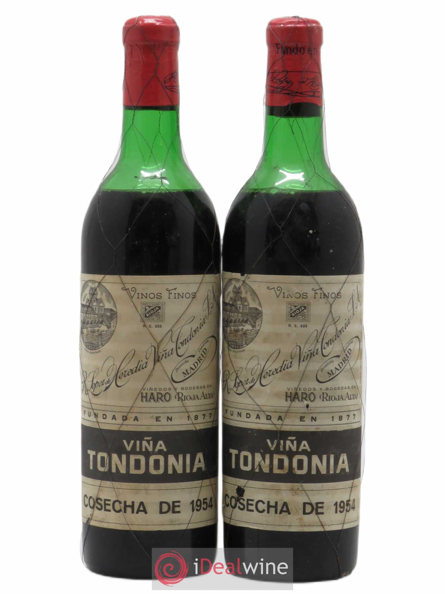 Rioja DOCA Reserva Vina Tondonia R. Lopez de Heredia 1954 - Lot de 2 bouteilles - 0