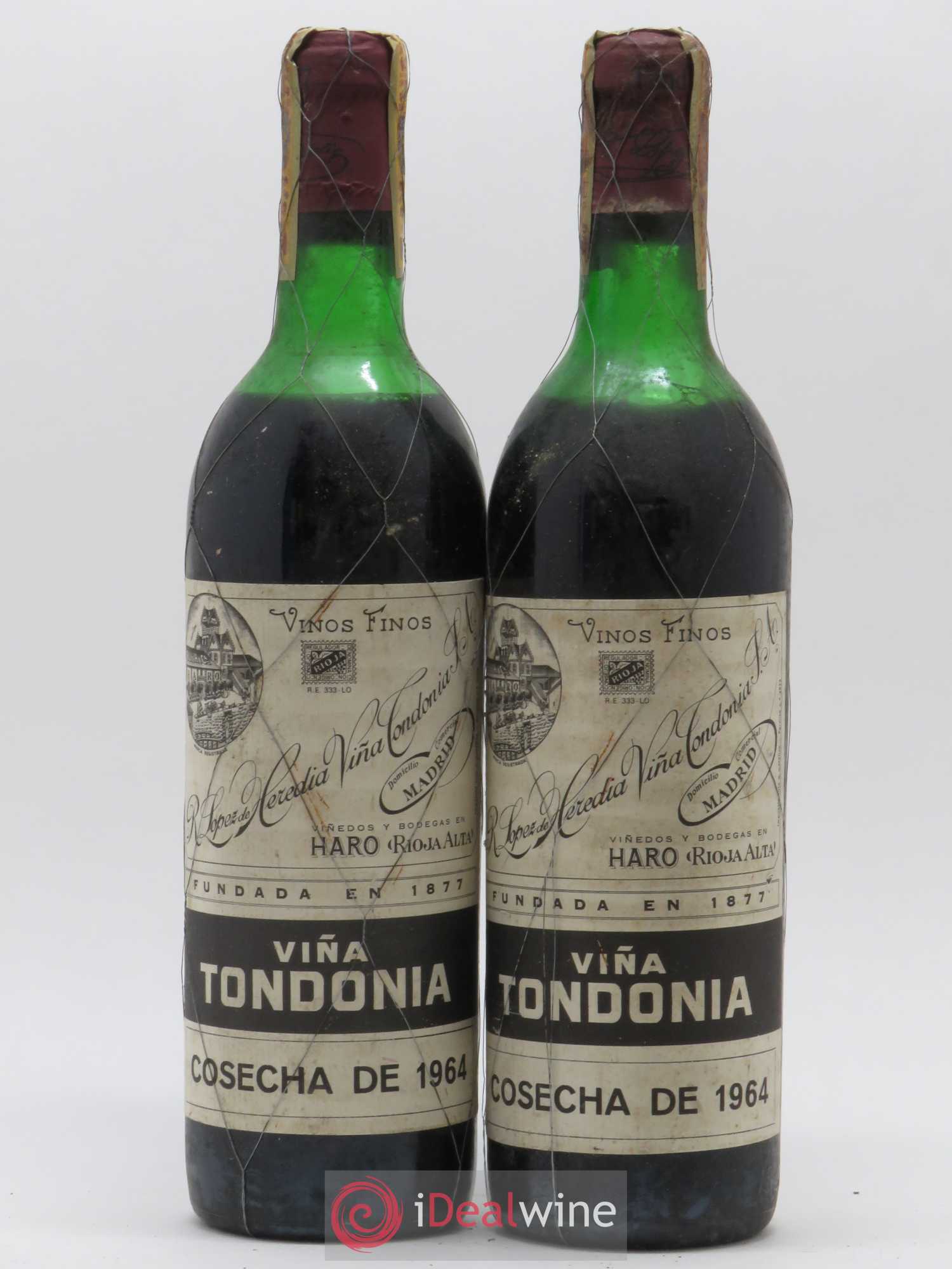 Rioja DOCA Reserva Vina Tondonia R. Lopez de Heredia 1964 - Lot de 2 bouteilles - 0