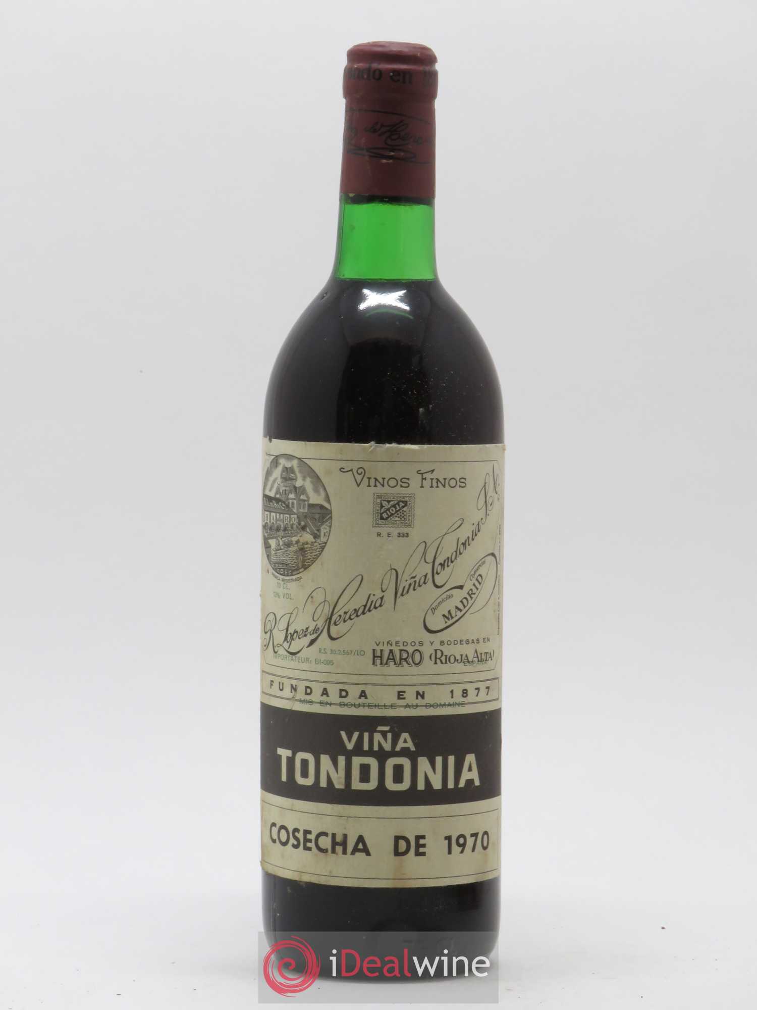 Rioja DOCA Reserva Vina Tondonia R. Lopez de Heredia 1970 - Lot de 1 bouteille - 0