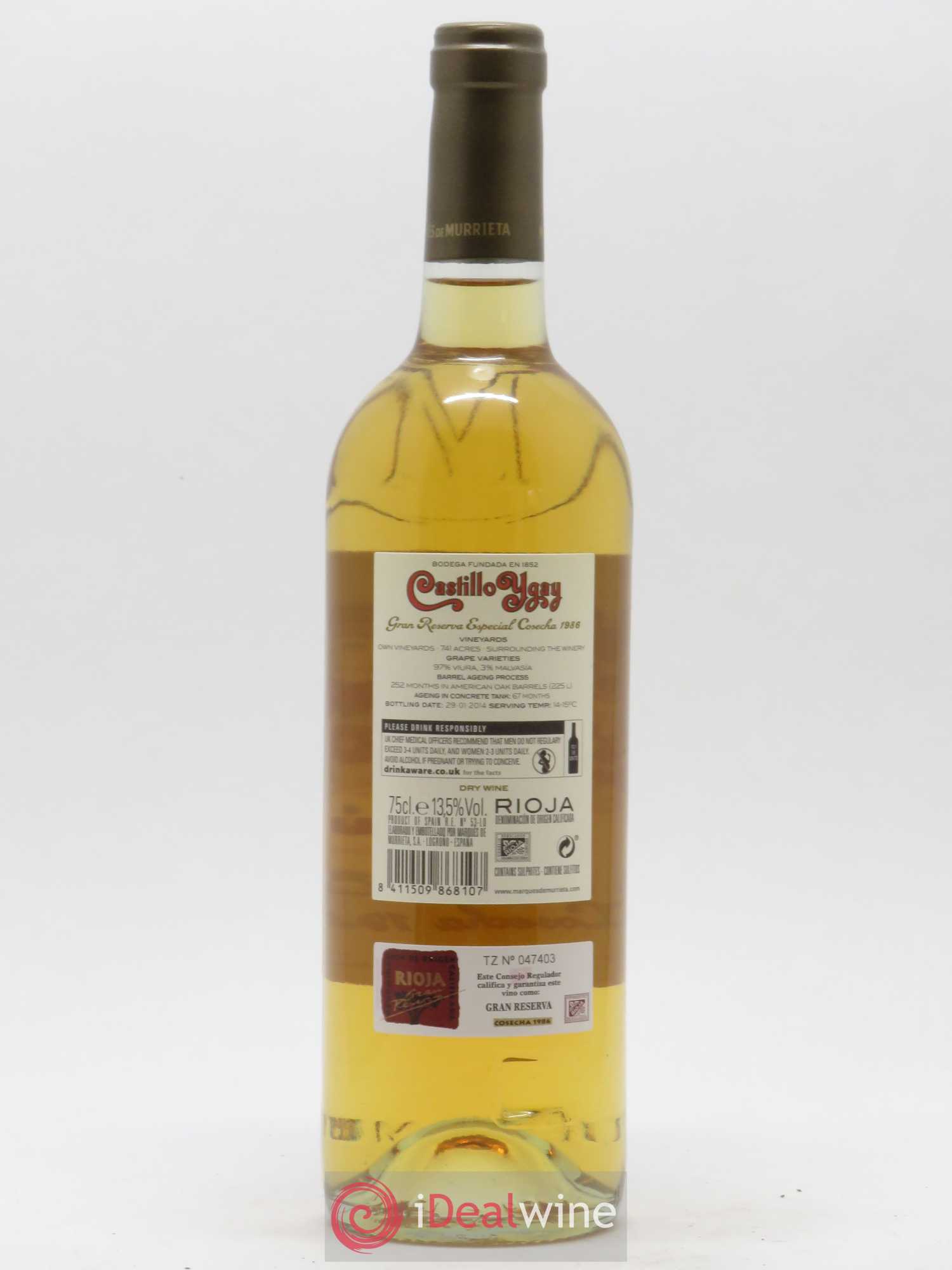 Rioja DOCA Gran Reserva Especial Marques de Murrieta Castillo Ygay  1986 - Lot of 1 bottle - 1