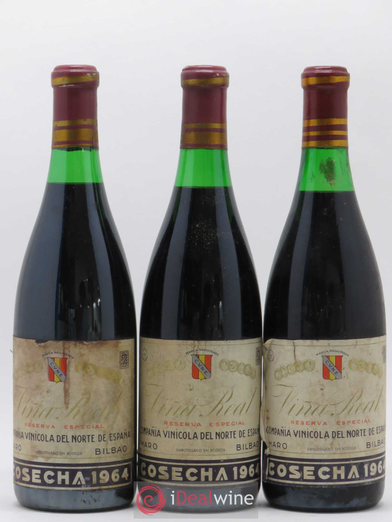 Rioja Vina Real Reserva Especial Compania Vinicola del Norte de Espana 1964 - Lot de 3 bouteilles - 0