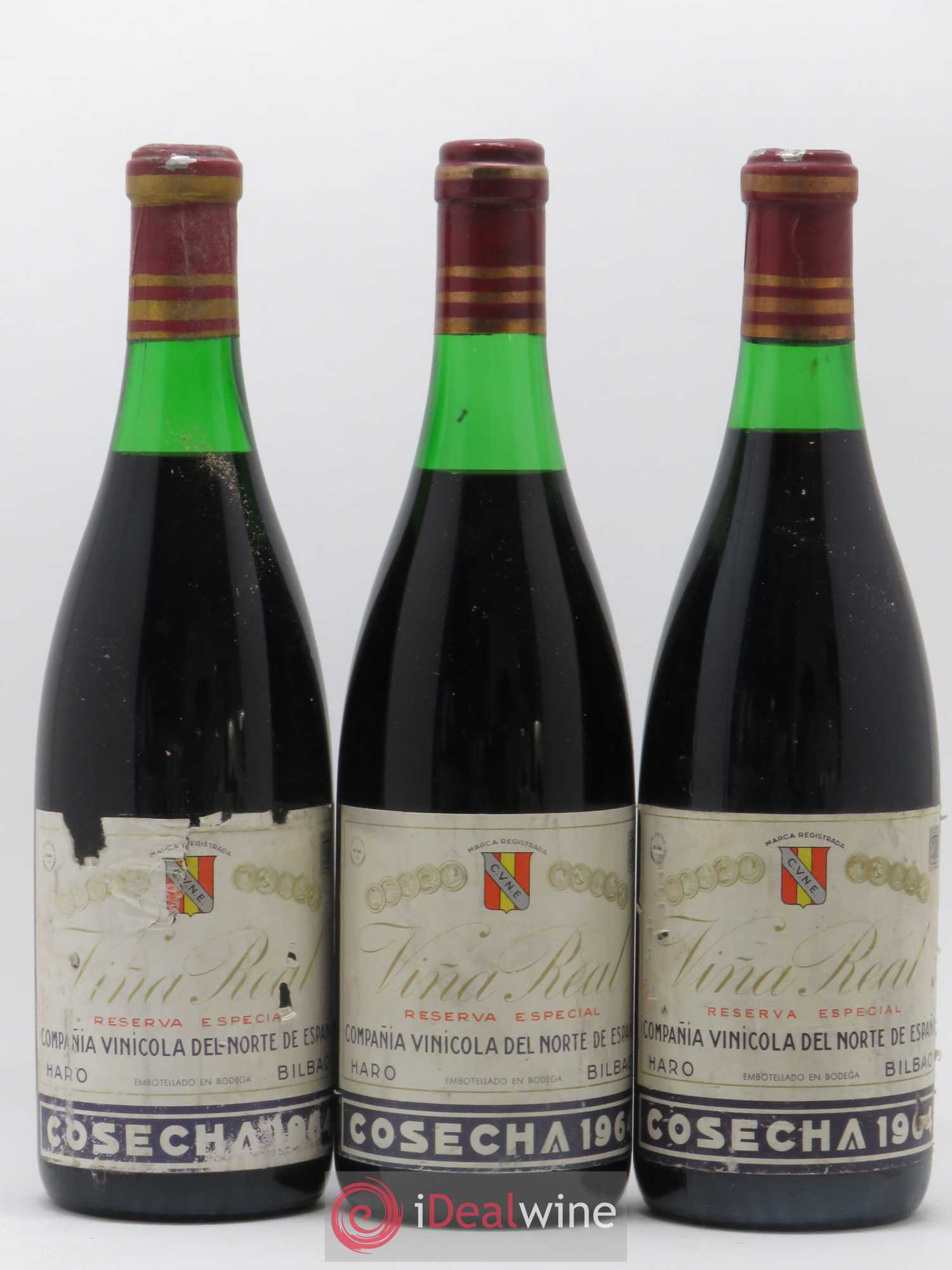 Rioja Vina Real Reserva Especial Compania Vinicola del Norte de Espana 1964 - Lot de 3 bouteilles - 0