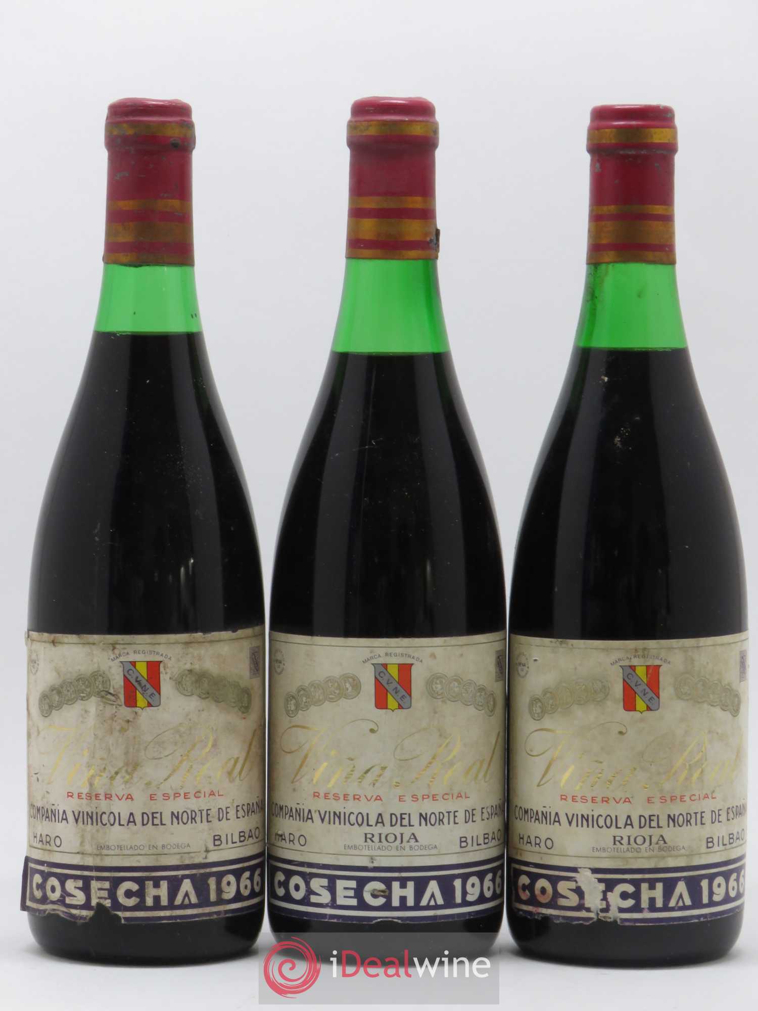 Rioja Vina Real Reserva Especial Compania Vinicola del Norte de Espana 1966 - Lot de 3 bouteilles - 0
