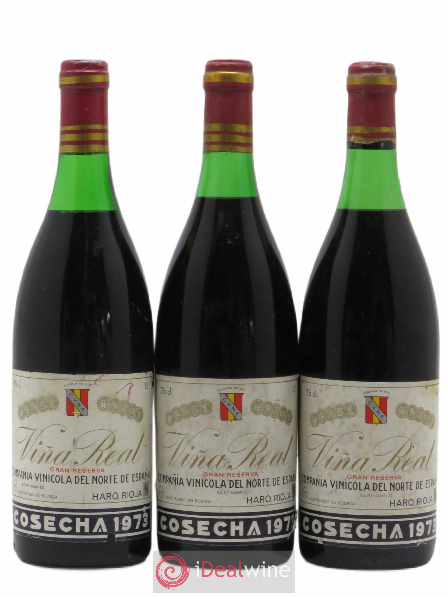 Rioja DOCG Vina Real Gran Reserva Compania Vinicola del Norte de Espana 1973 - Lot de 3 bouteilles - 0