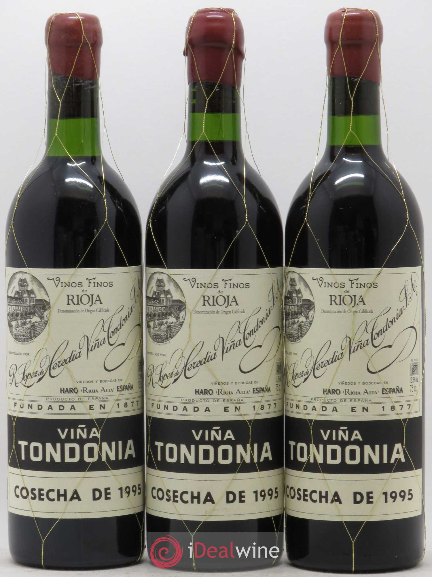 Rioja Gran Reserva Vina Tondonia R. Lopez de Heredia 1995 - Lot de 3 bouteilles - 0