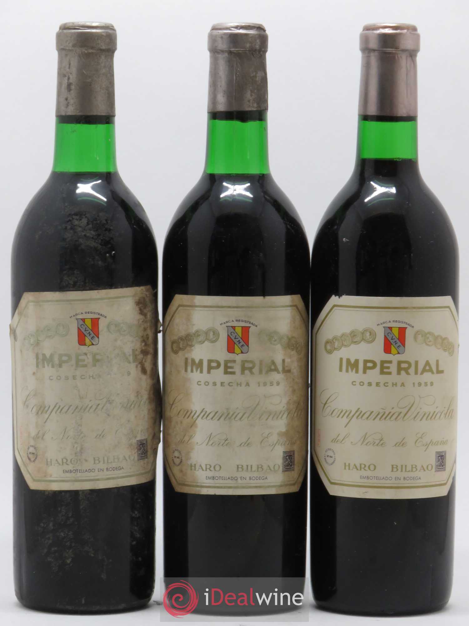 Rioja Imperial Reserva Compania Vinicola del Norte de Espana 1959 - Lot de 3 bouteilles - 0