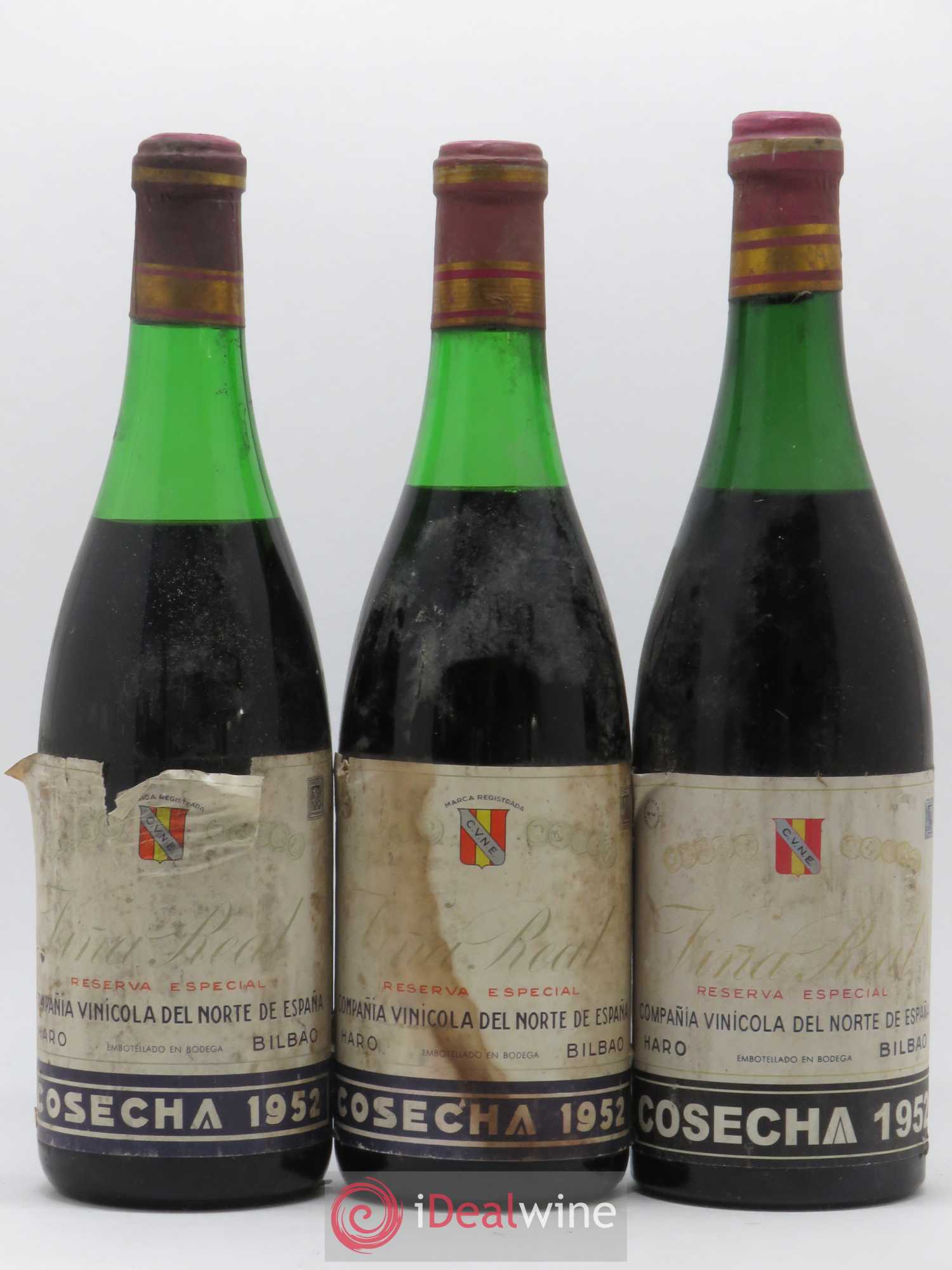 Rioja Vina Real Reserva Especial Compania Vinicola del Norte de Espana 1952 - Lot de 3 bouteilles - 0