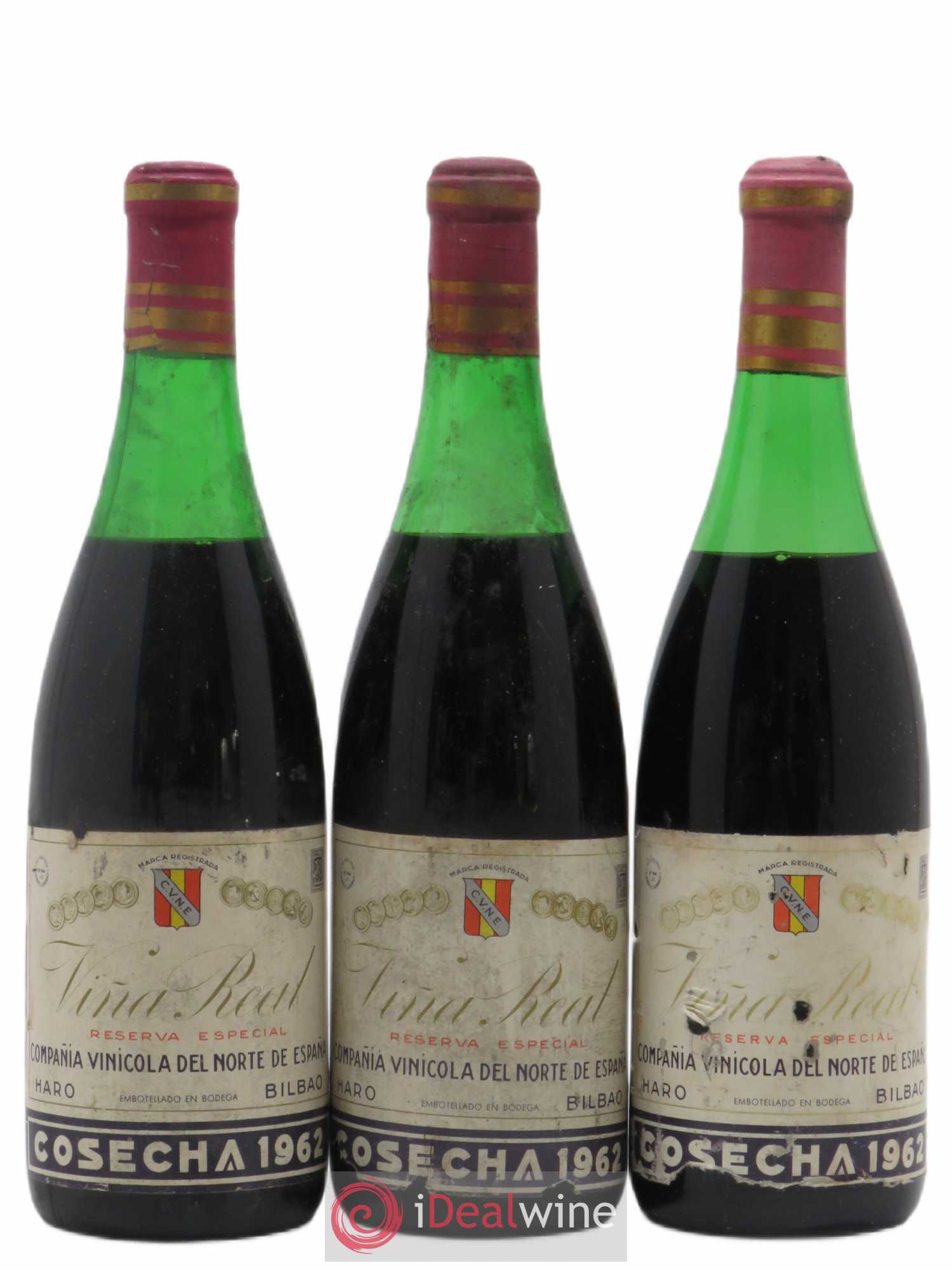 Rioja Vina Real Reserva Especial Compania Vinicola del Norte de Espana 1962 - Lot de 3 bouteilles - 0