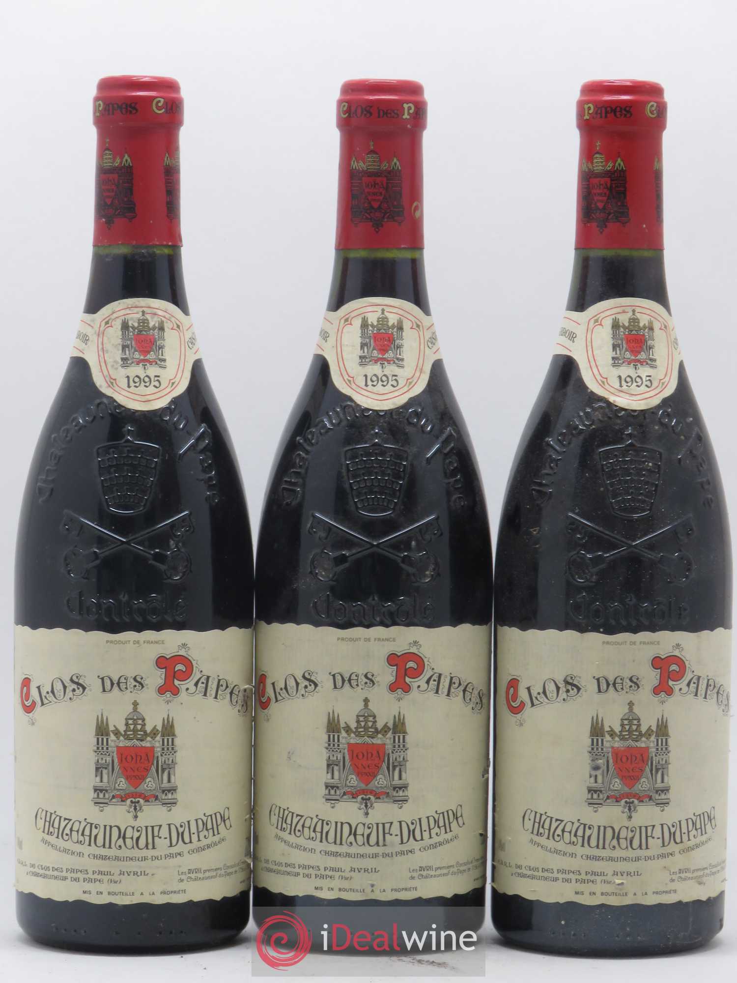 Châteauneuf-du-Pape Clos des Papes - Paul Avril 1995 - Lot de 3 bouteilles - 0