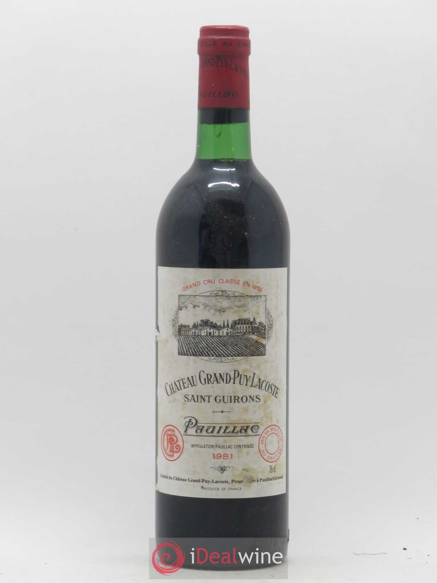 Château Grand Puy Lacoste 5ème Grand Cru Classé 1981 - Lot de 1 bouteille - 0