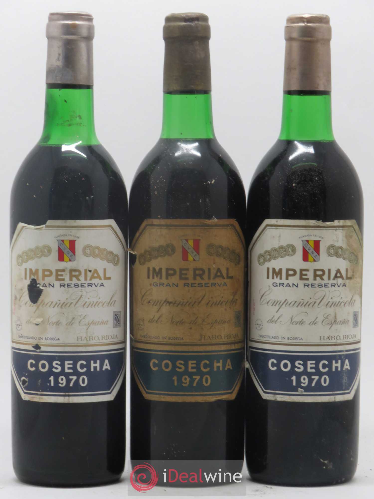 Rioja DOCG Imperial Gran Reserva Compania Vinicola del Norte de Espana 1970 - Lot de 3 bouteilles - 0