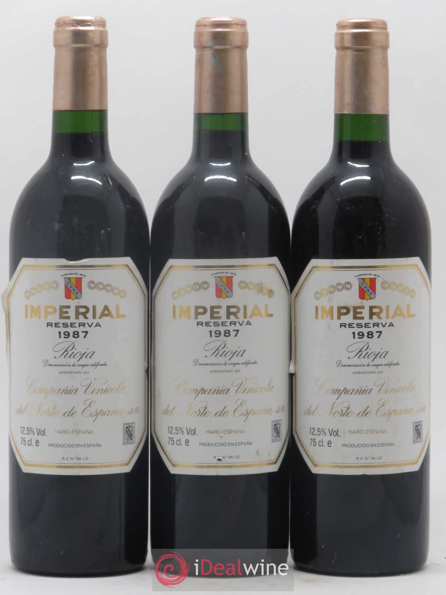 Rioja Imperial Reserva Compania Vinicola del Norte de Espana 1987 - Lot de 3 bouteilles - 0