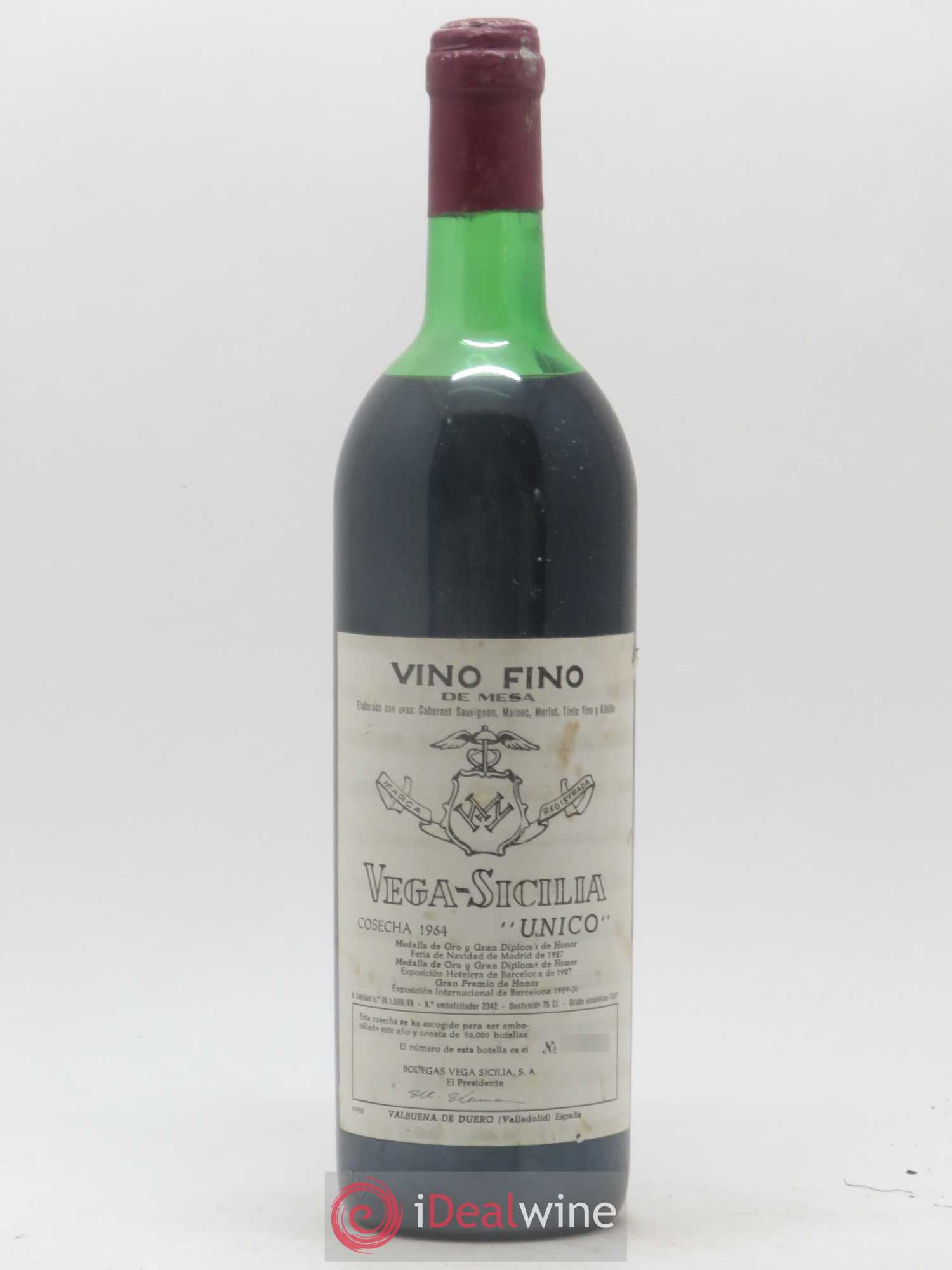 Ribera Del Duero DO Vega Sicilia Unico Famille Alvarez 1964 - Lot de 1 bouteille - 0