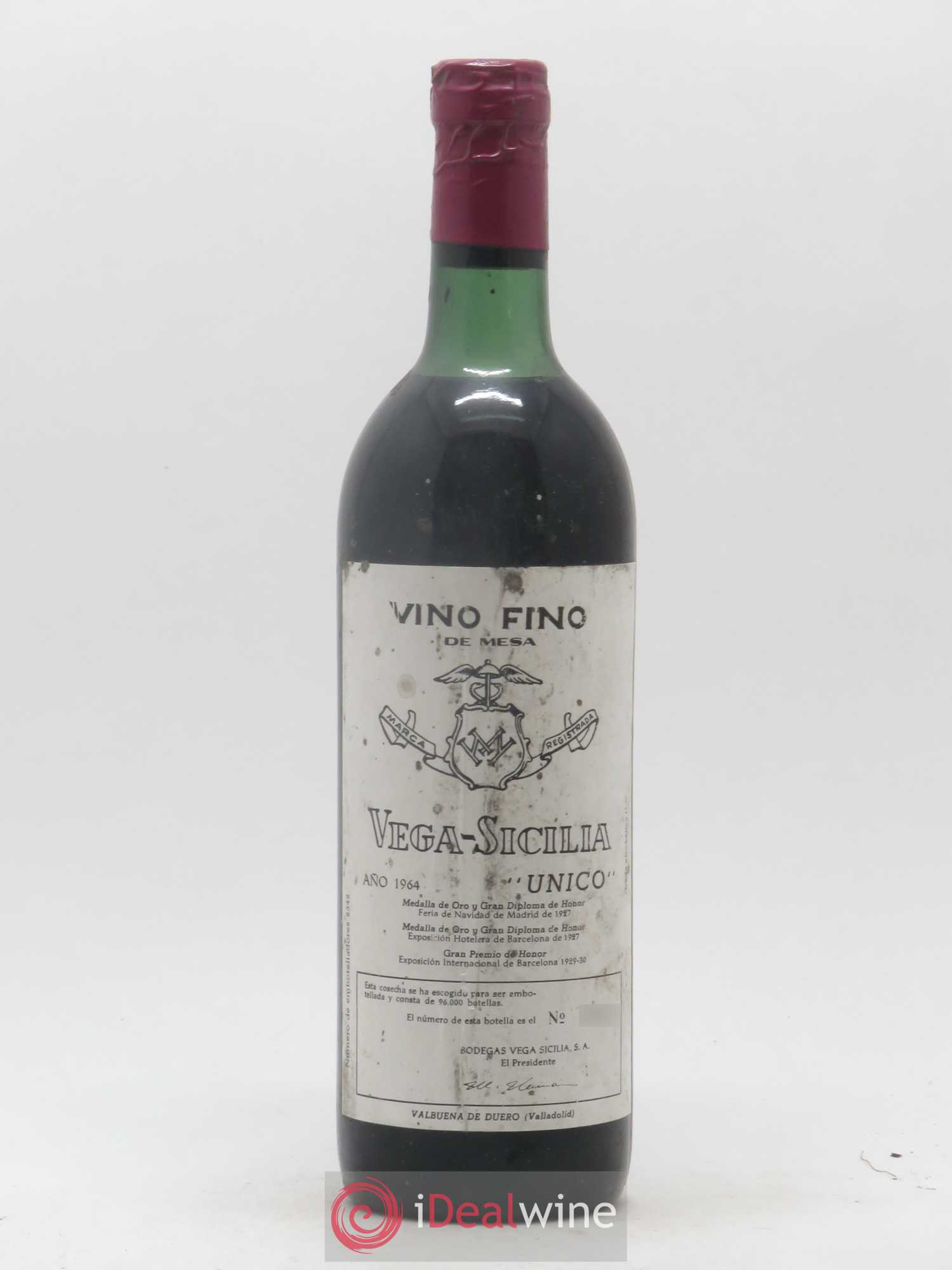 Ribera Del Duero DO Vega Sicilia Unico Famille Alvarez 1964 - Lot de 1 bouteille - 0