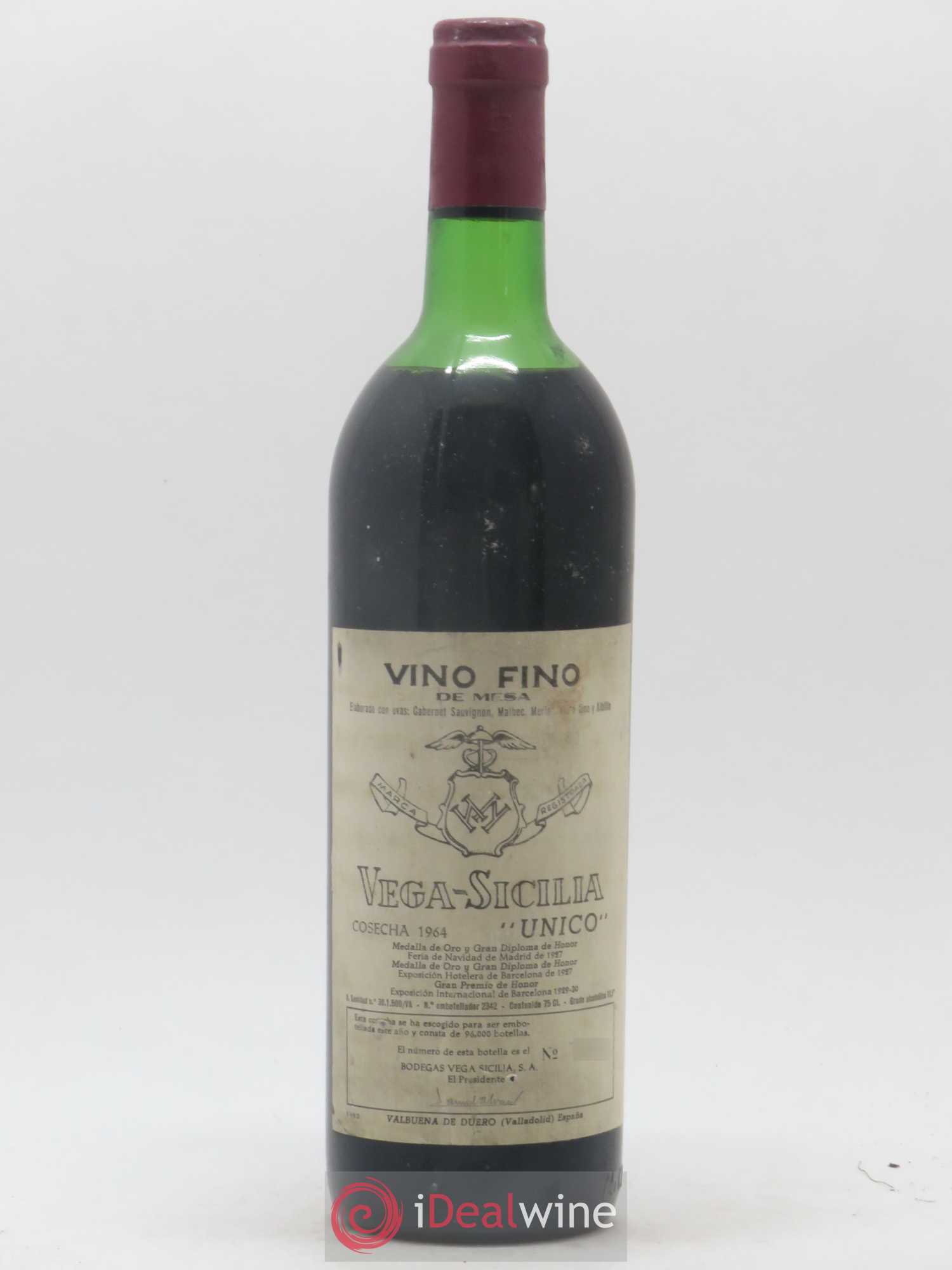 Ribera Del Duero DO Vega Sicilia Unico Famille Alvarez 1964 - Lot de 1 bouteille - 0