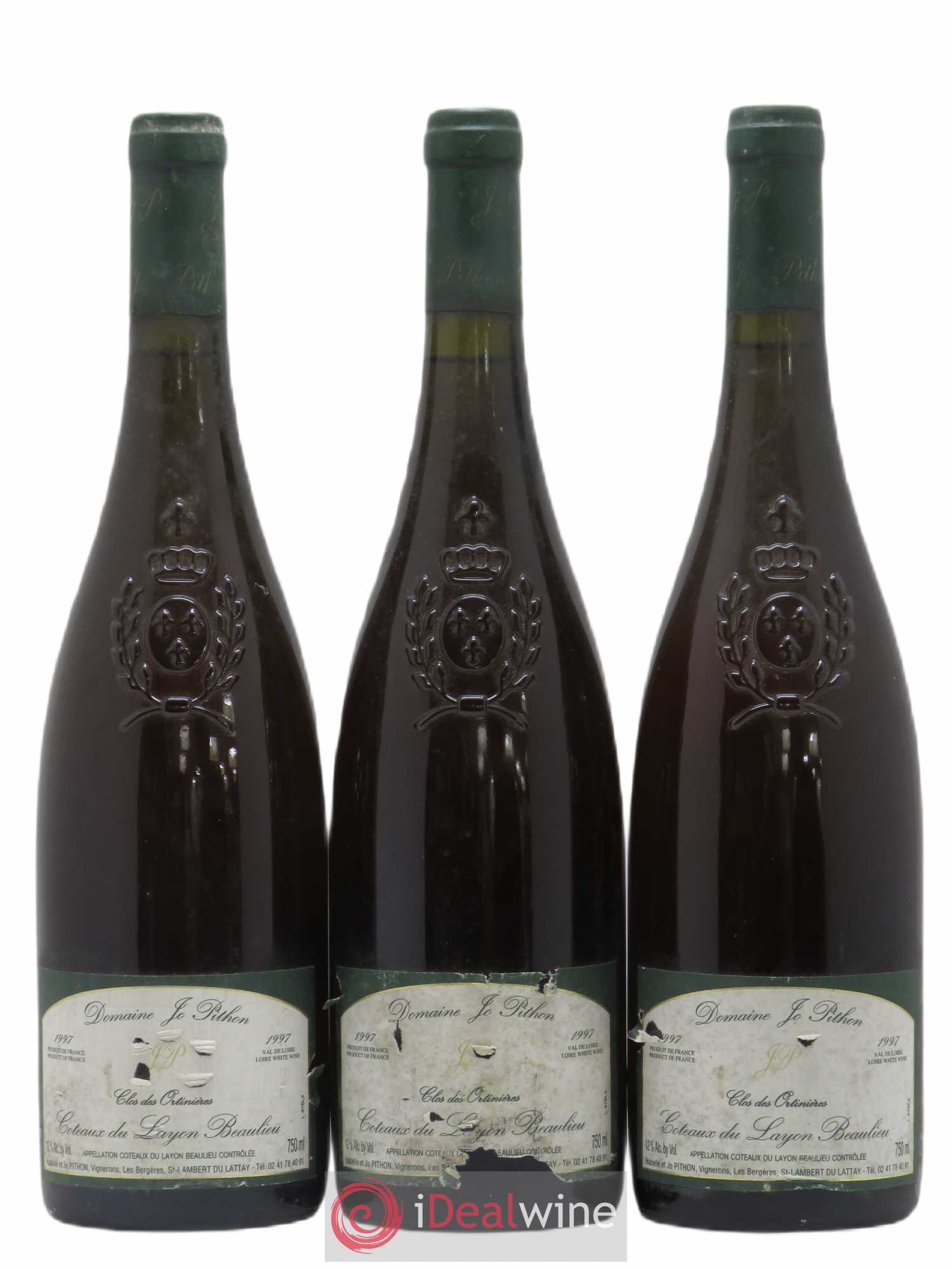 Coteaux du Layon Beaulieu Clos des Ortinieres Jo Pithon 1997 - Lotto di 3 bottiglie - 0